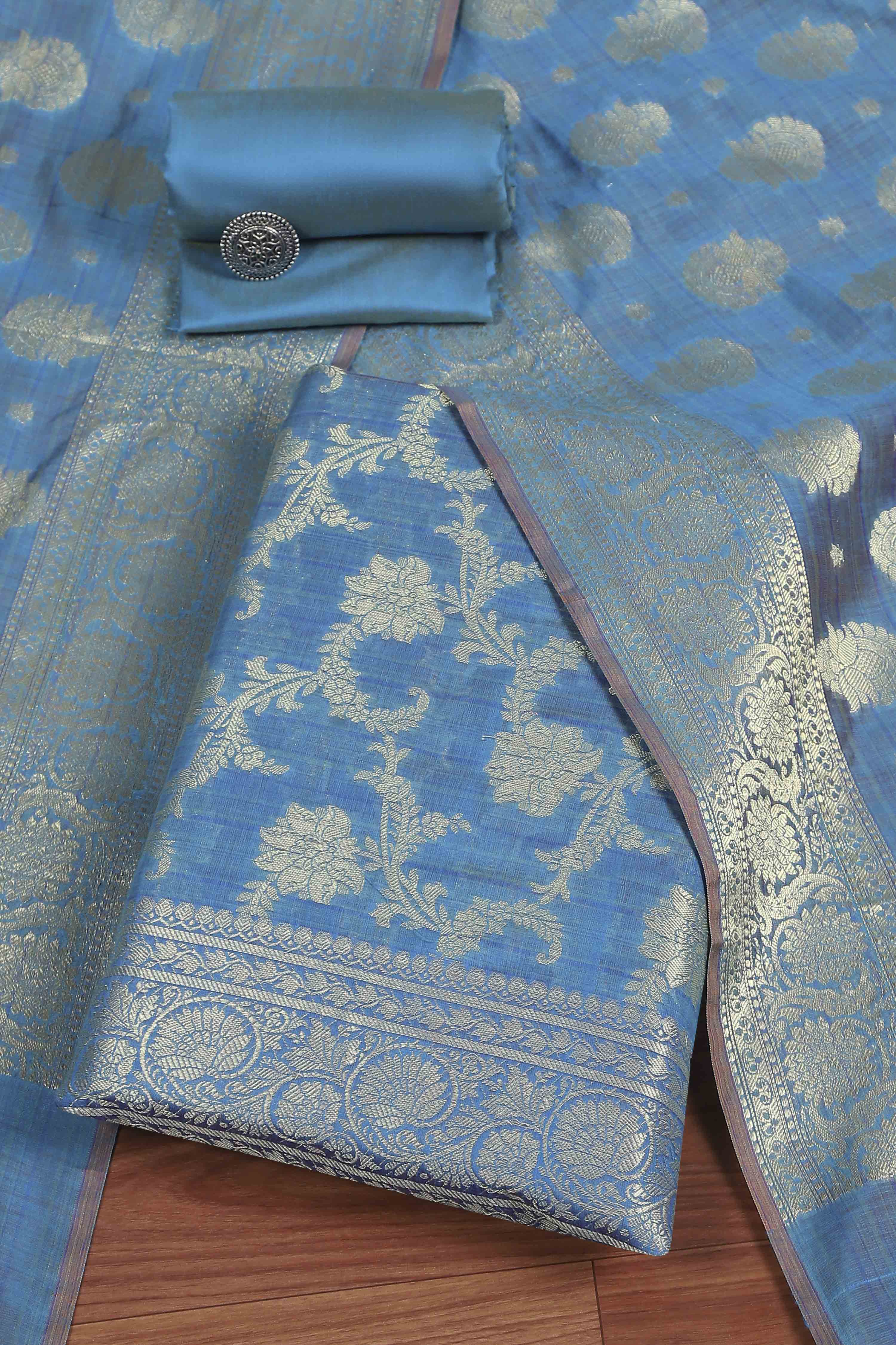 Blue  Unstitched Suit Set image number 0