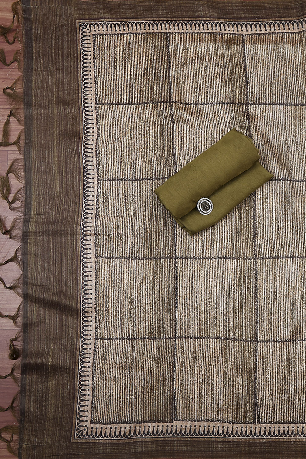 Wine Silk Blend Printed Embroidered Unstitched Suit Set image number 3