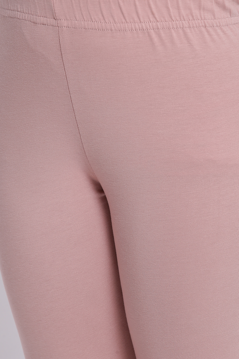 Pale Pink Cotton Lycra Solid Leggings image number 1