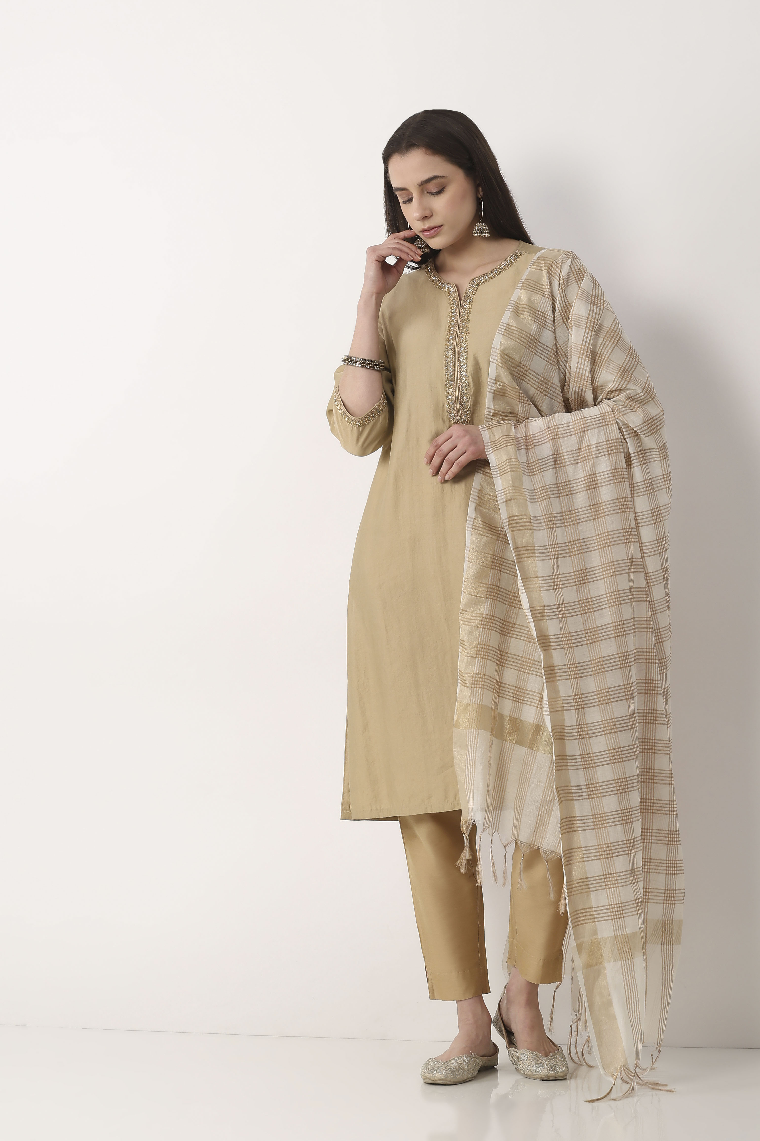 Off White Art Silk Dupatta image number 0