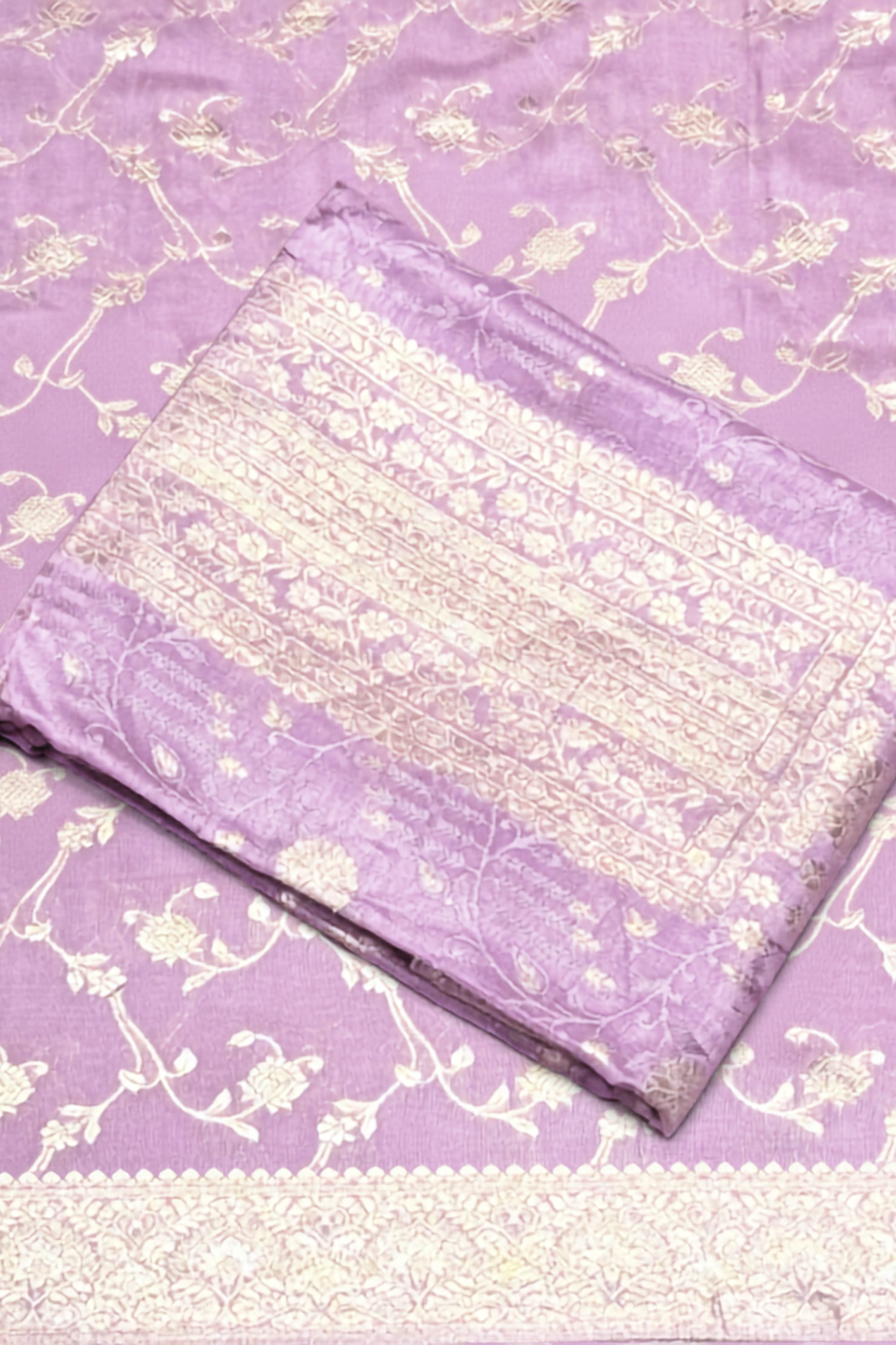 Lavender Jacquard Traditional Weaving Unstitched Suit Set image number 1