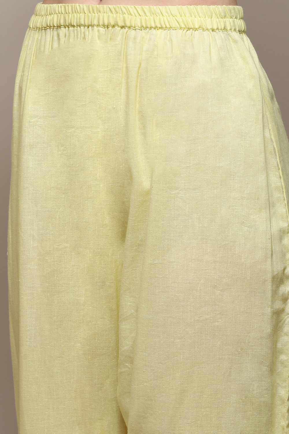 Yellow Cotton Blend Printed Unstitched Suit Set image number 3