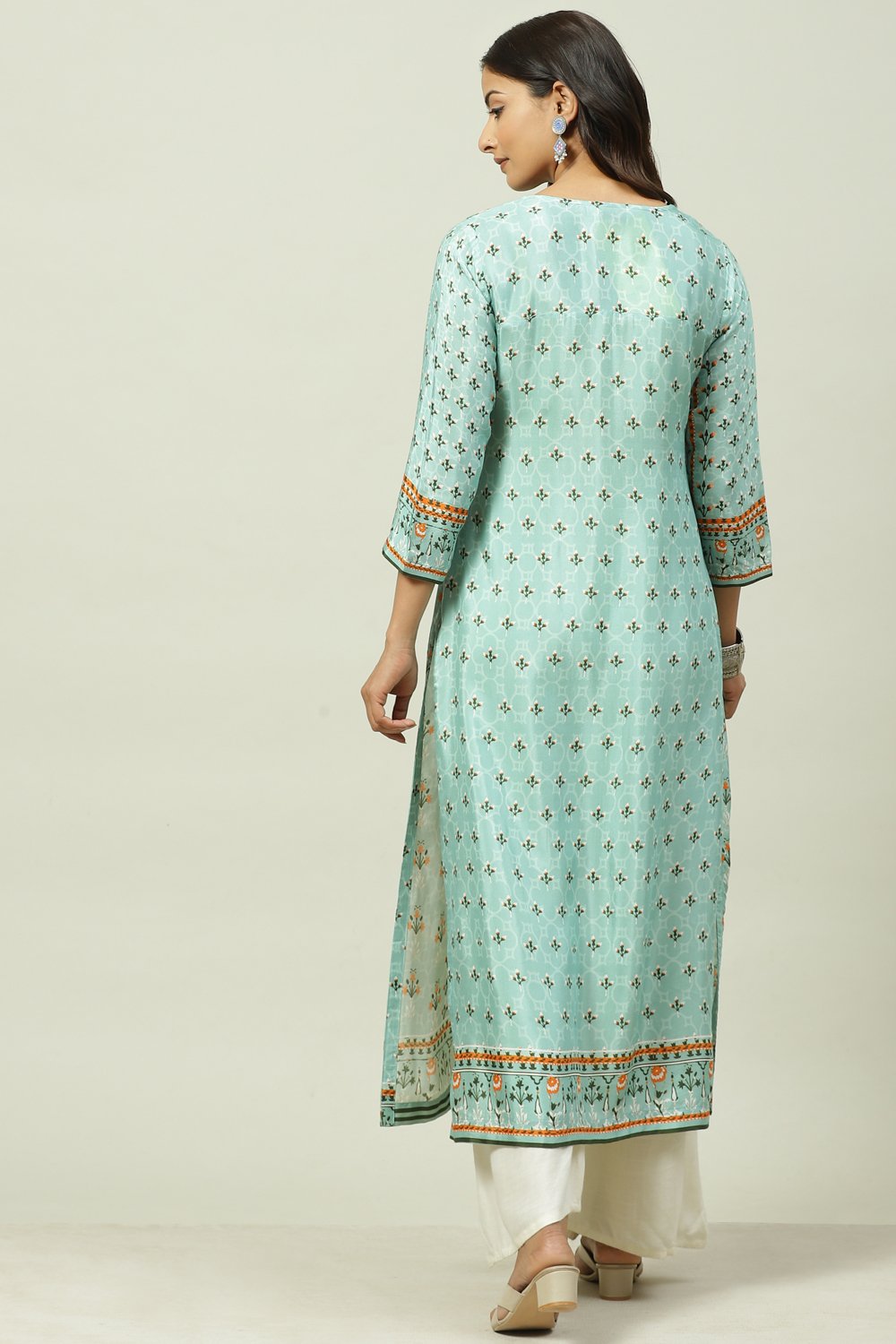 Pink Art Silk Straight Kurta image number 4