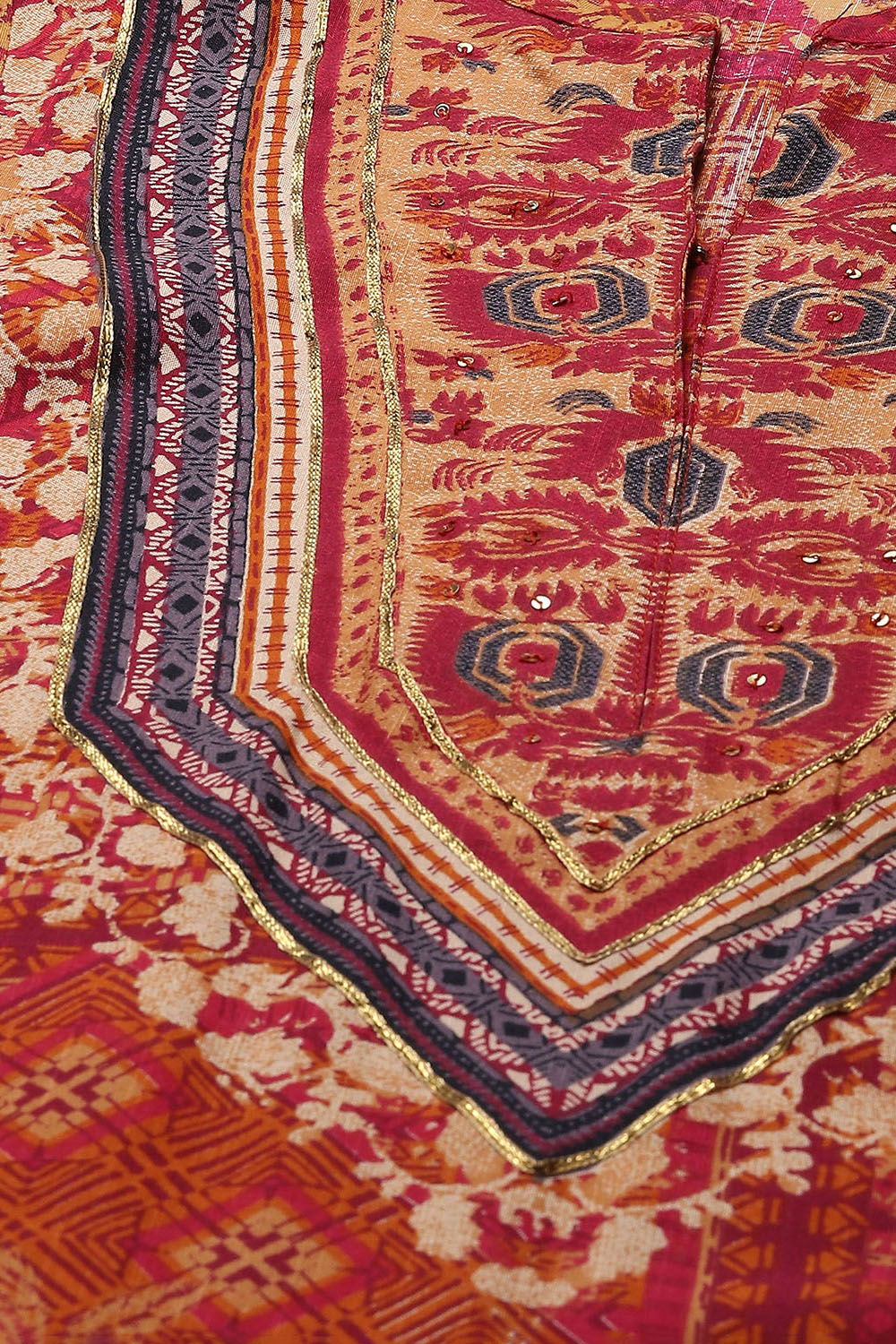 Red Printed Straight Kurta image number 1