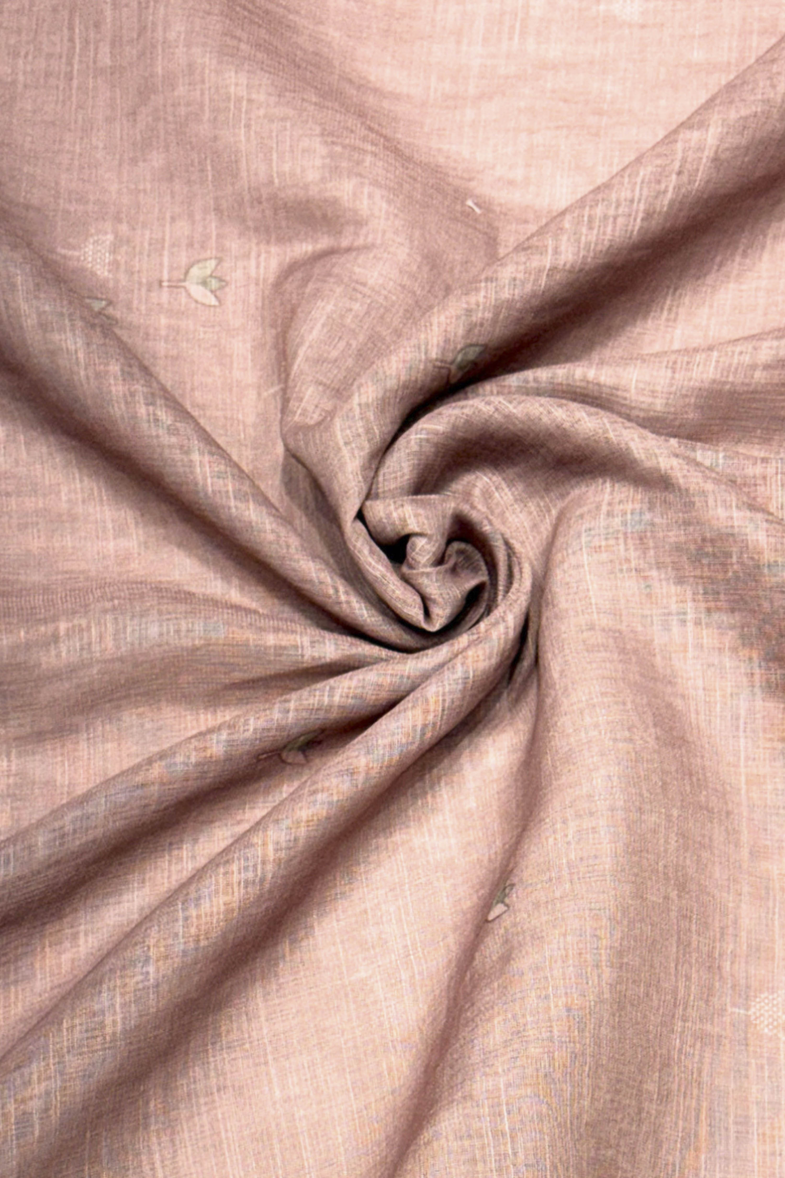 Peach Linen Printed Unstitched Suit Set image number 2