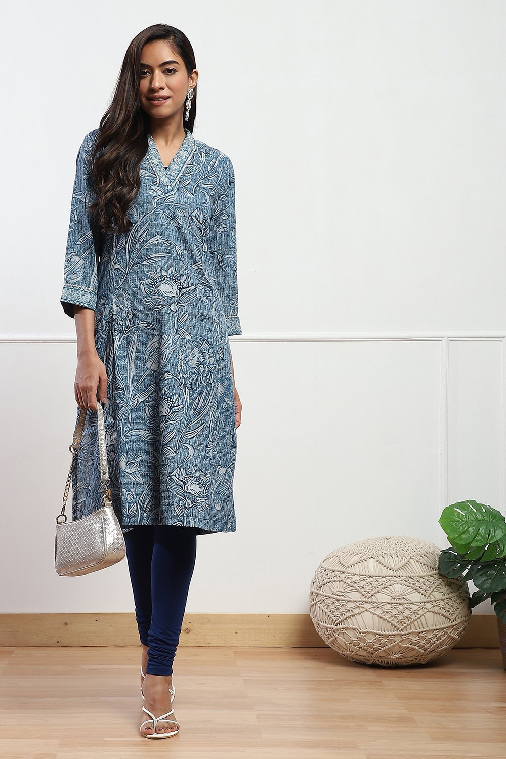 Camel Cotton Blend Solid Churidar image number 0