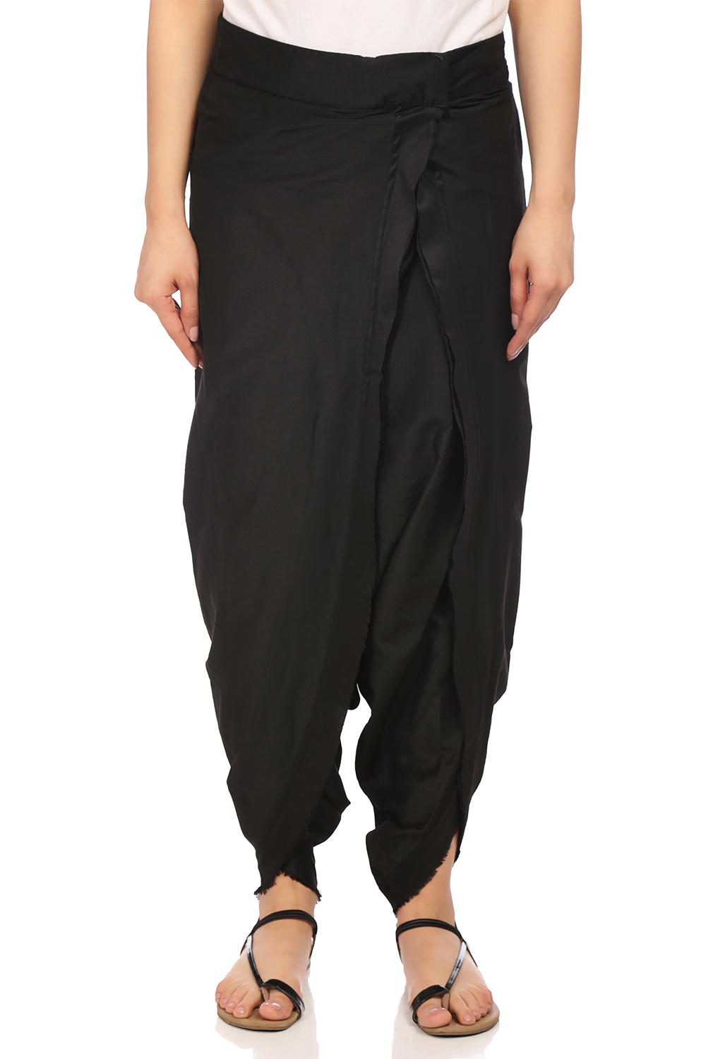 Cream Poly Viscose Petal Pants image number 0