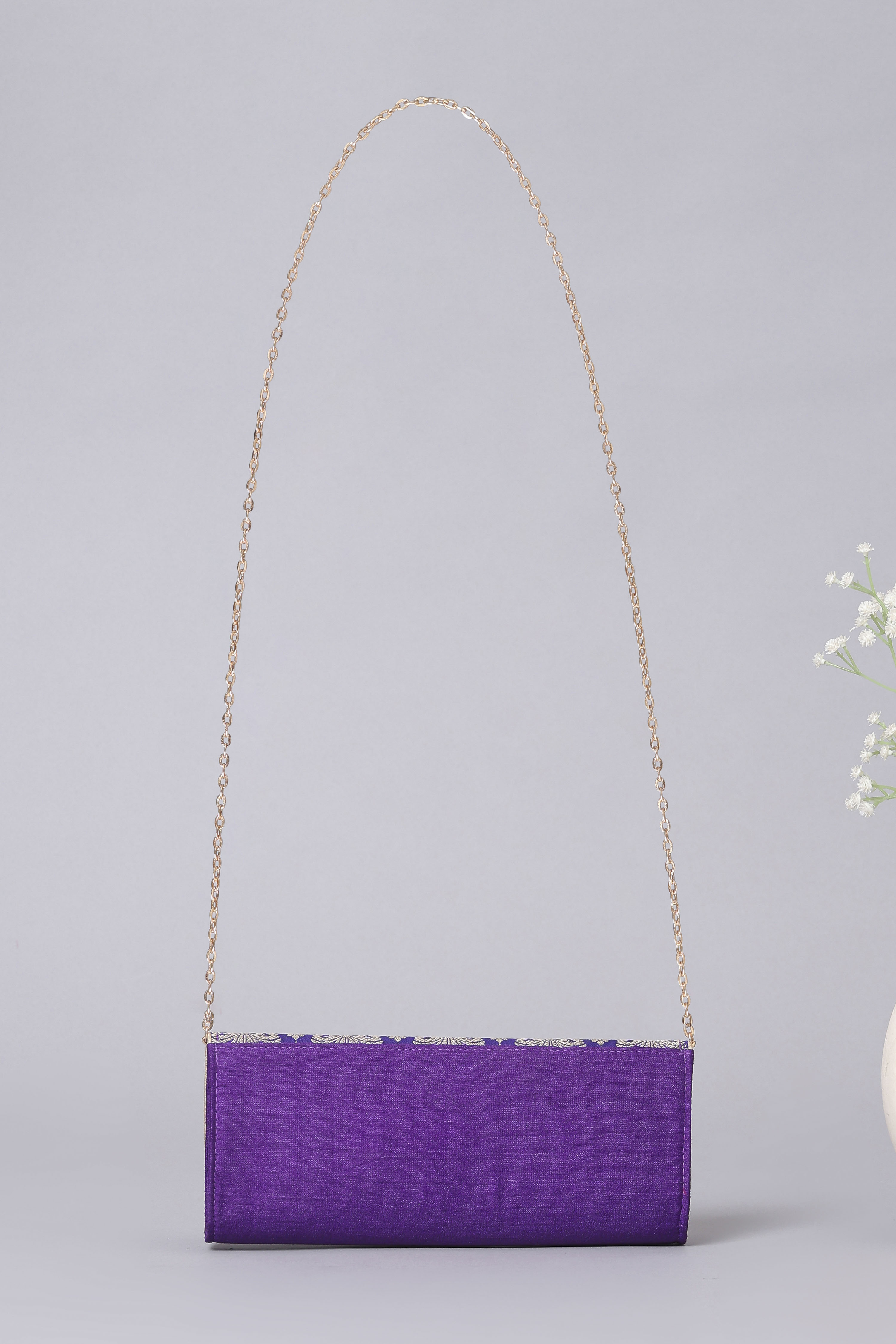 Purple Brocade Clutch image number 5