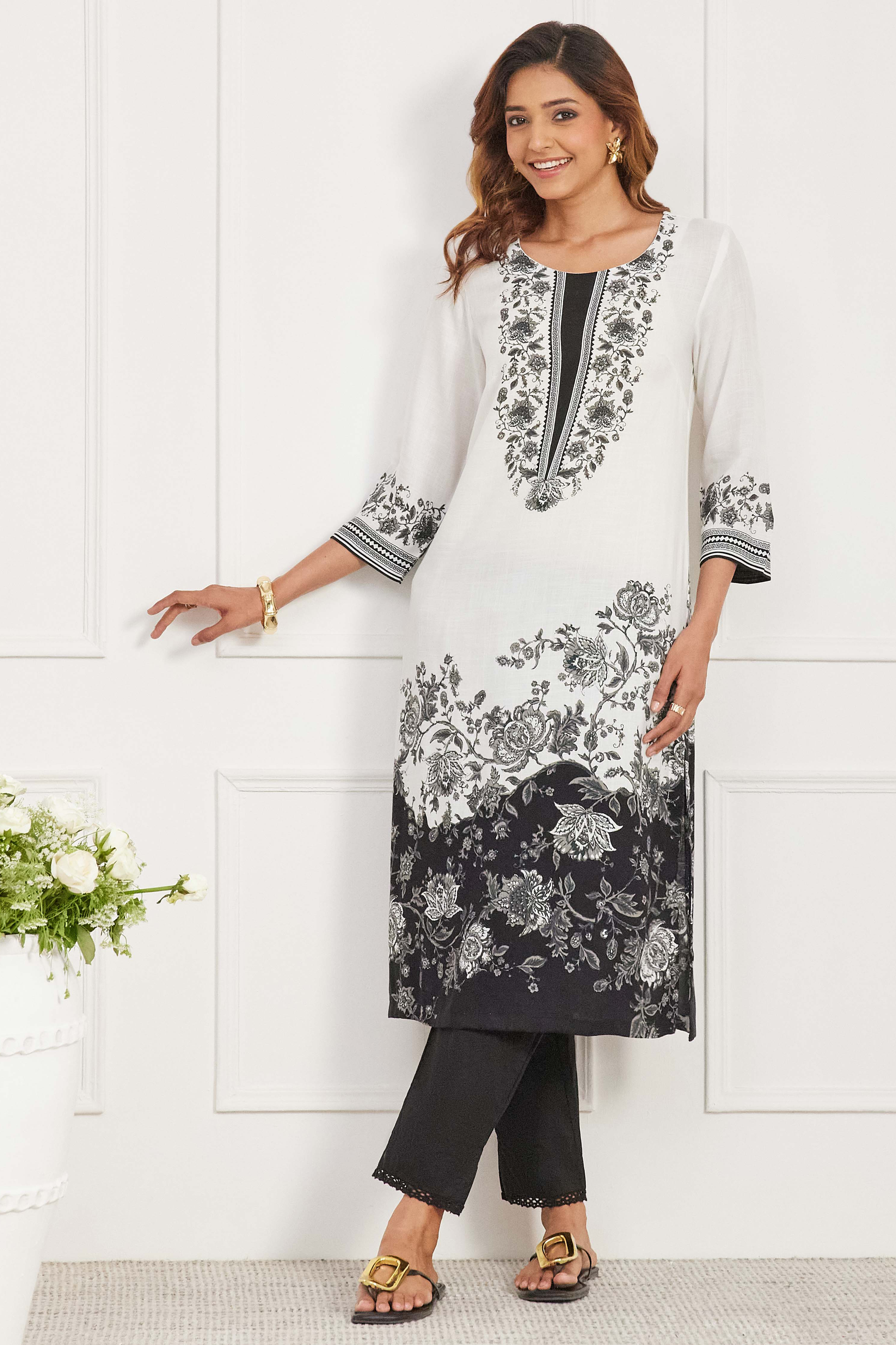 Blue Viscose Rayon Straight Kurta image number 0