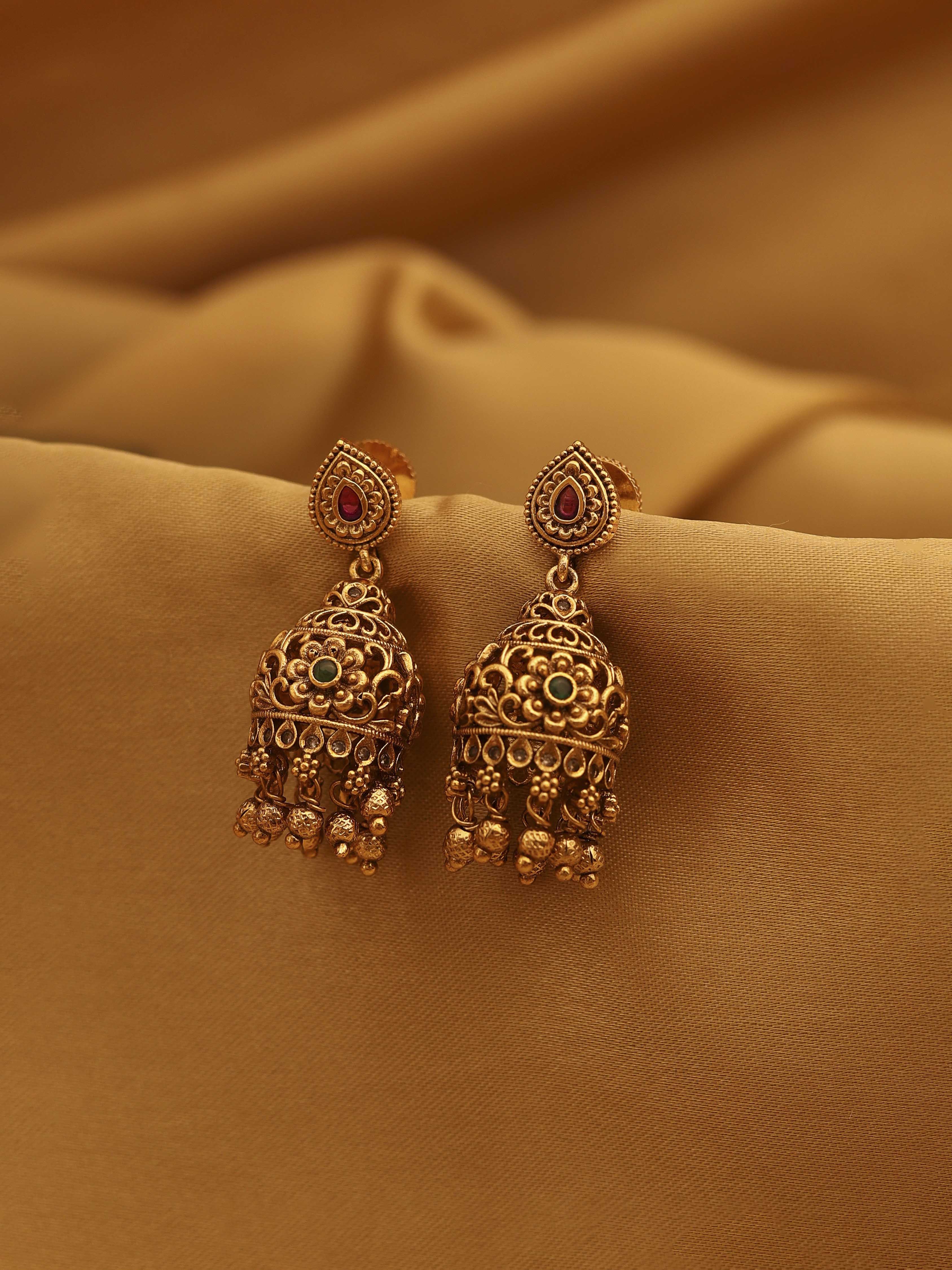 Red Gold Plated Brass Drop & Dangler Earrings image number 0