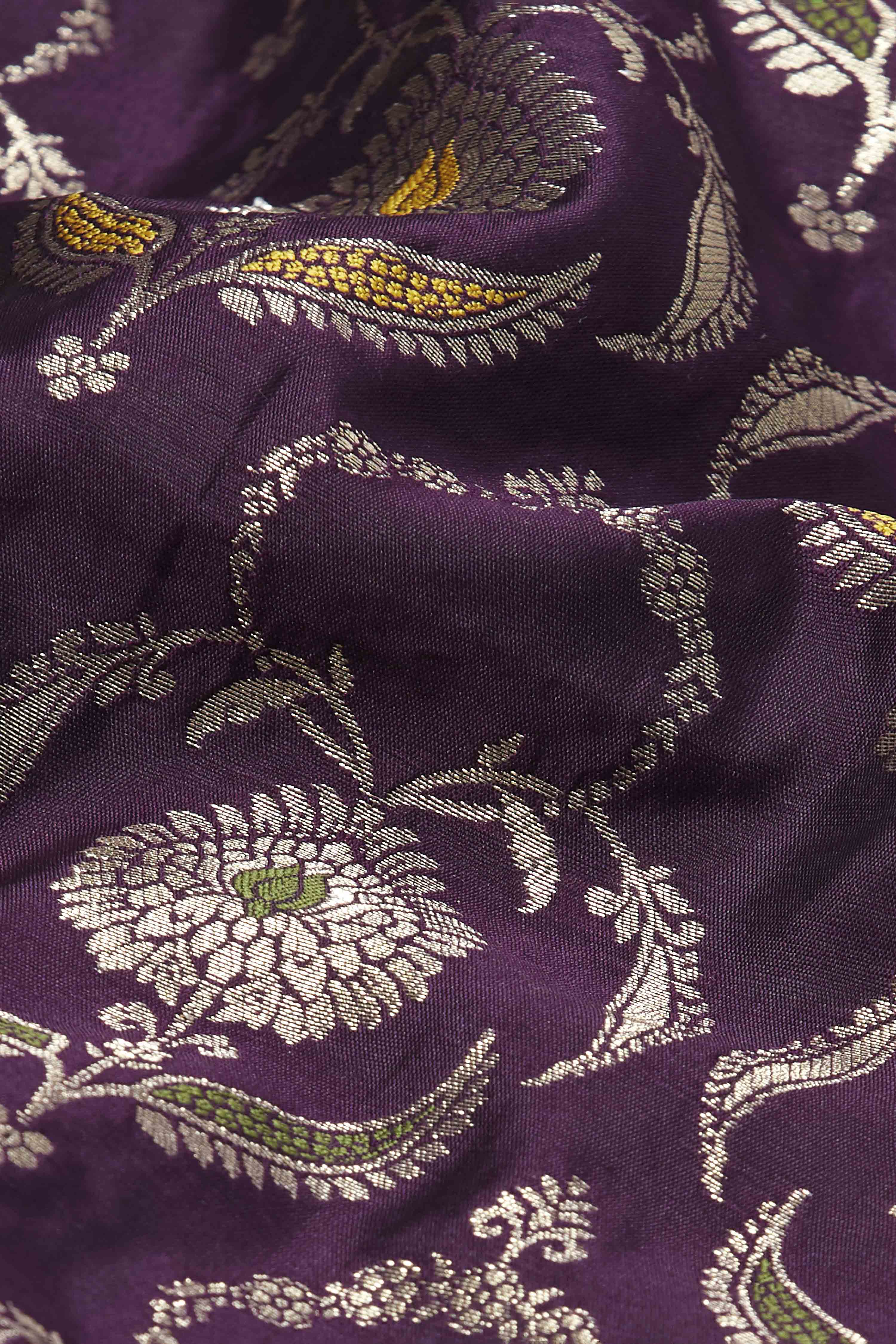 Purple Yarndyed Floral Fitted Crop Top image number 2