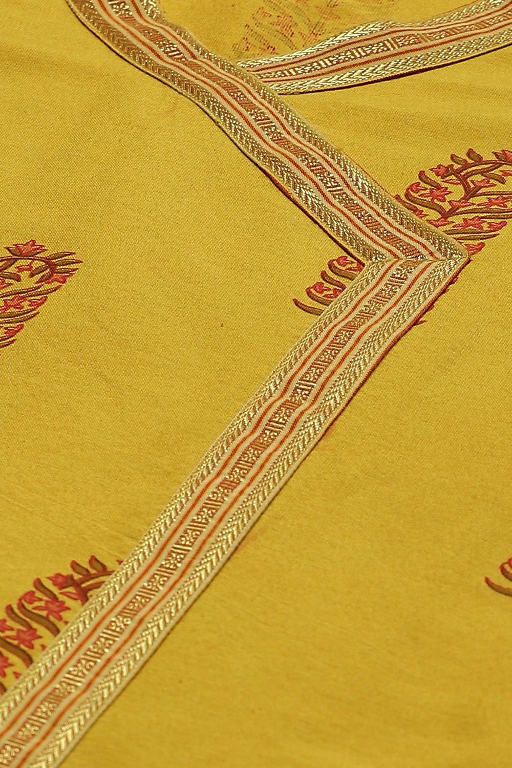 Lime Green Cotton Unstitched Suit Set image number 1