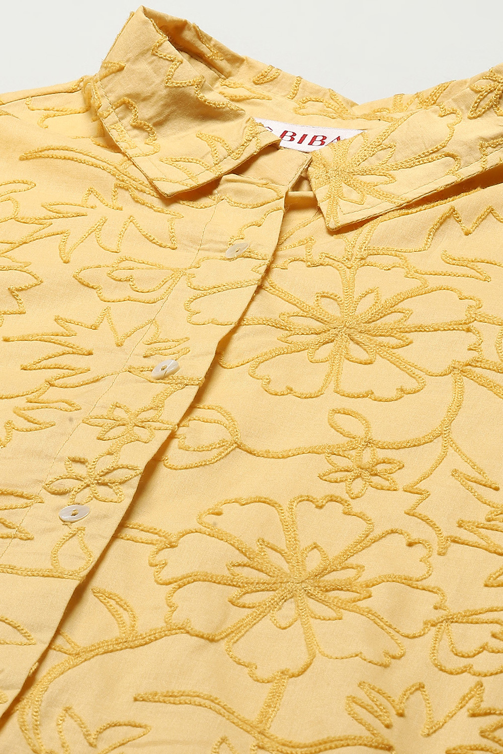 Lilac Cotton Straight Embroidered Shirt image number 1