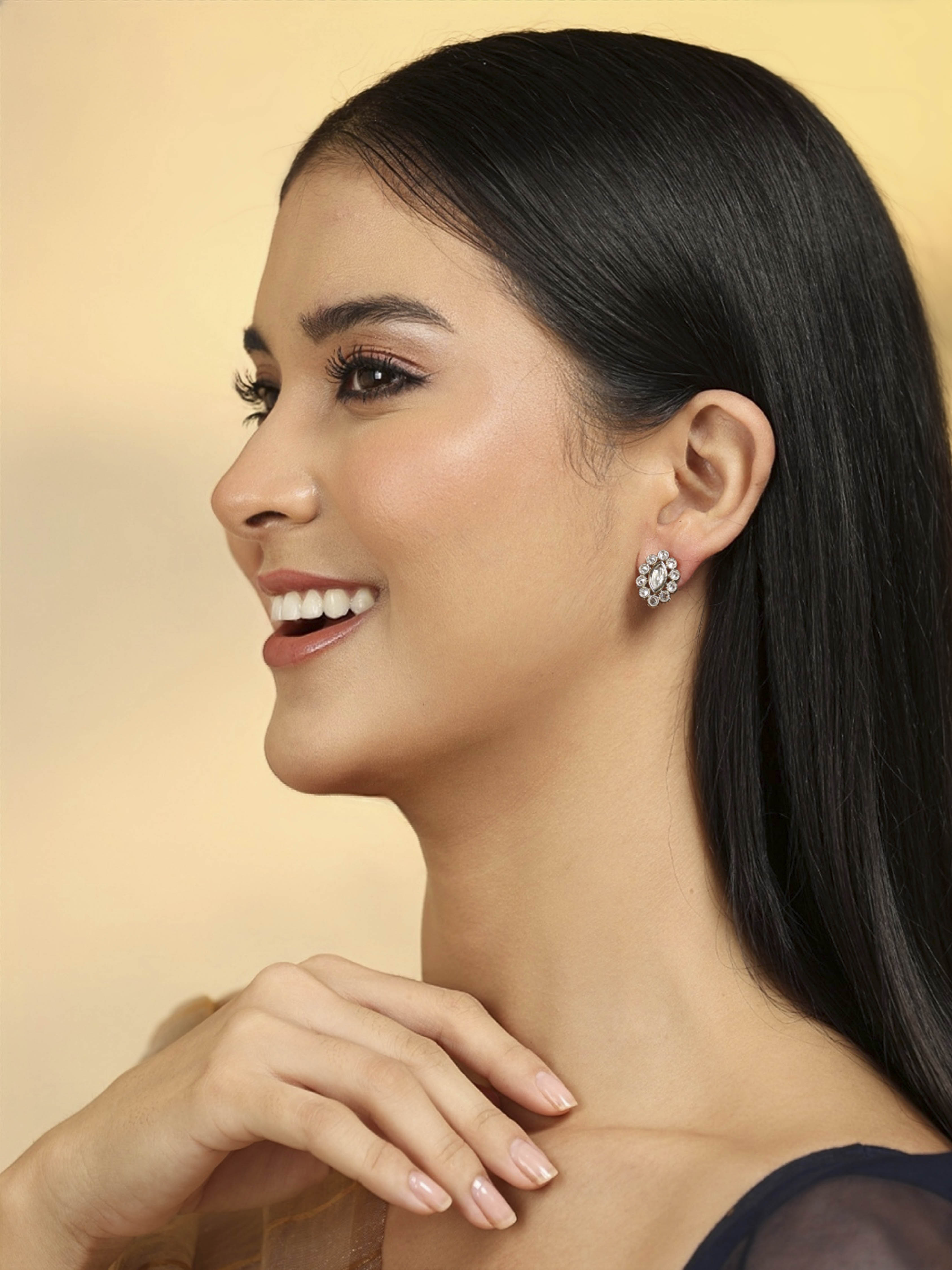 White Gold Plated Brass Studs image number 3