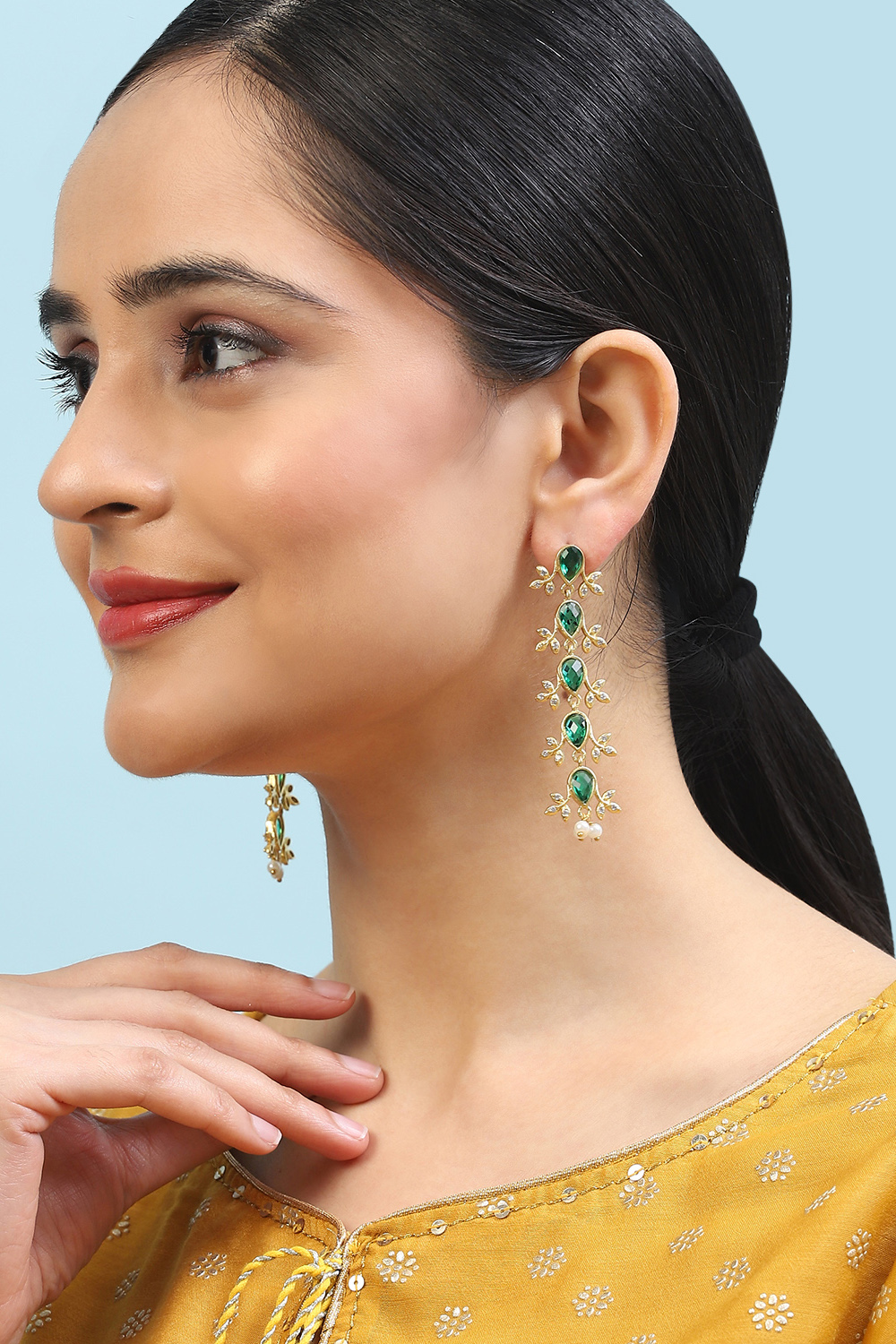 Green Brass Earrings image number 3