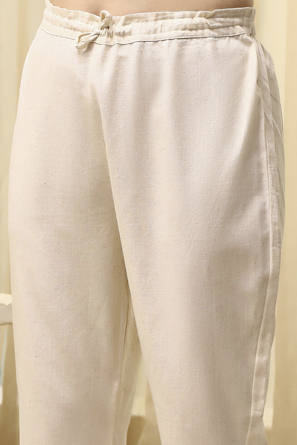 Navy Blue Cotton Handloom Unstitched Suit Set image number 3