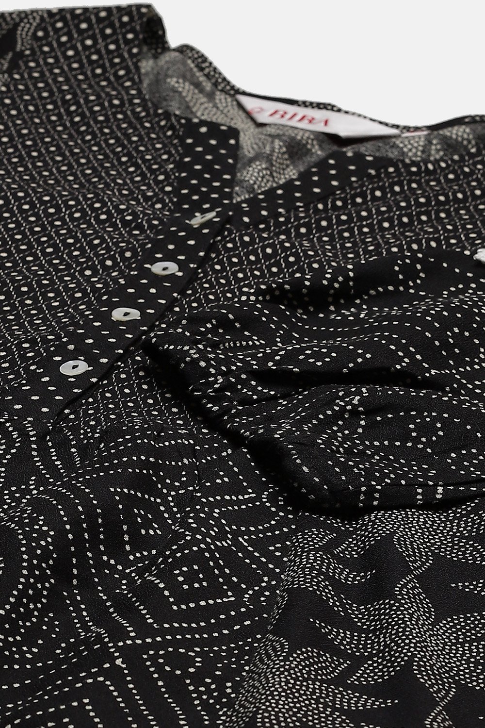Black And Off White Viscose Printed Short Kurti image number 1