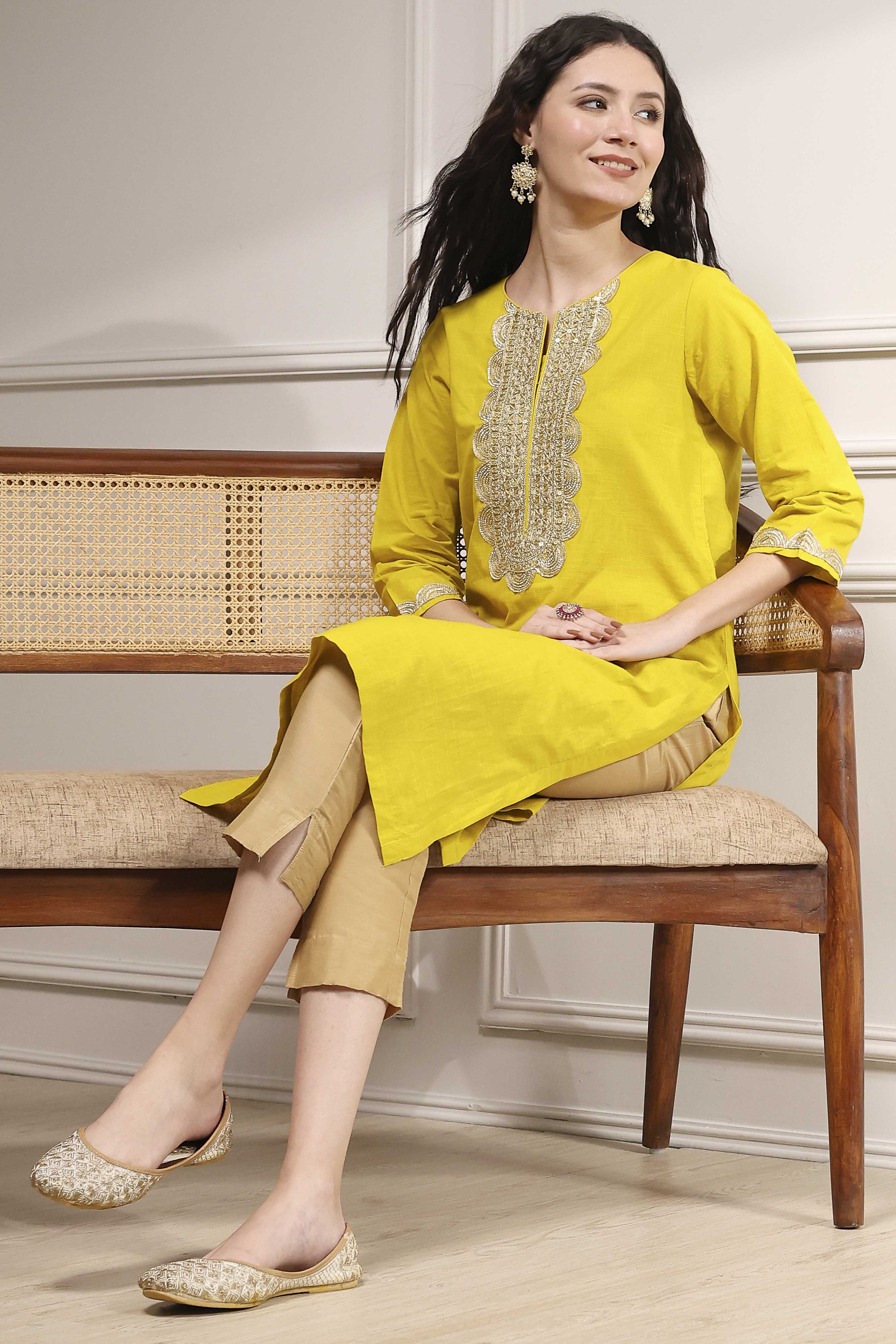 Fuchsia Cotton Solid Straight Kurta image number 0