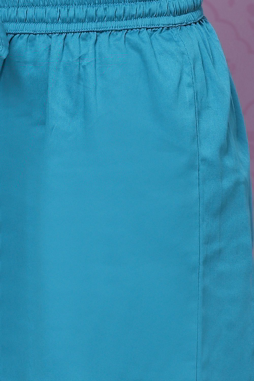 Teal Cotton Girls Straight Straight Kurta Palazzo Suit Set image number 3