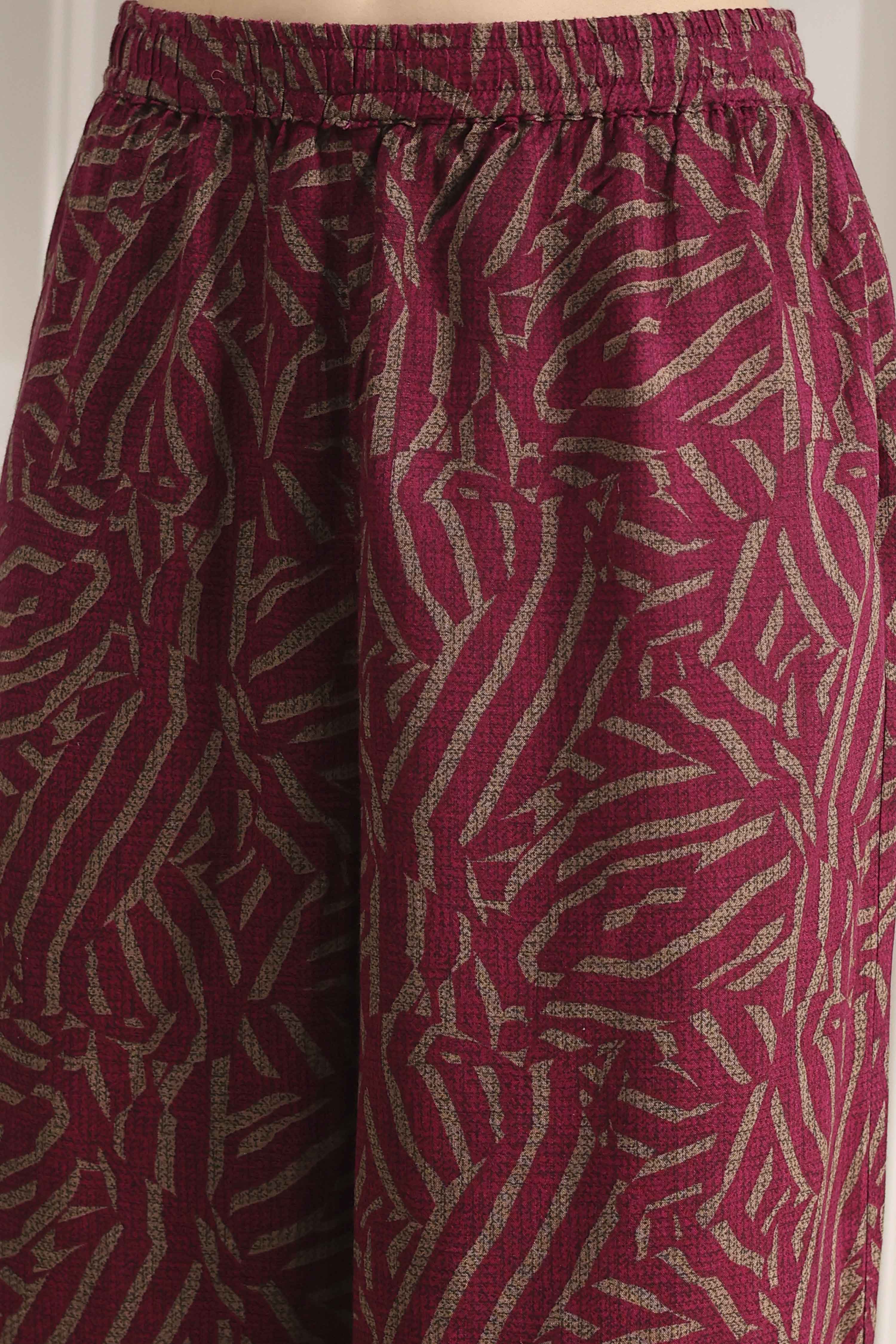 Berry Printed Straight Kurta Set image number 2