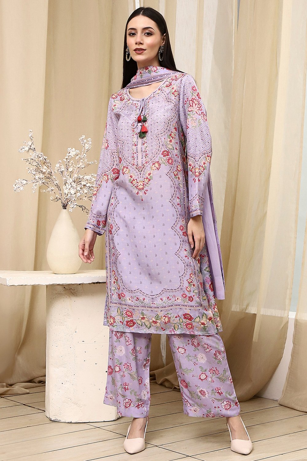 Pista Green Modal Blend Straight Suit Set image number 6