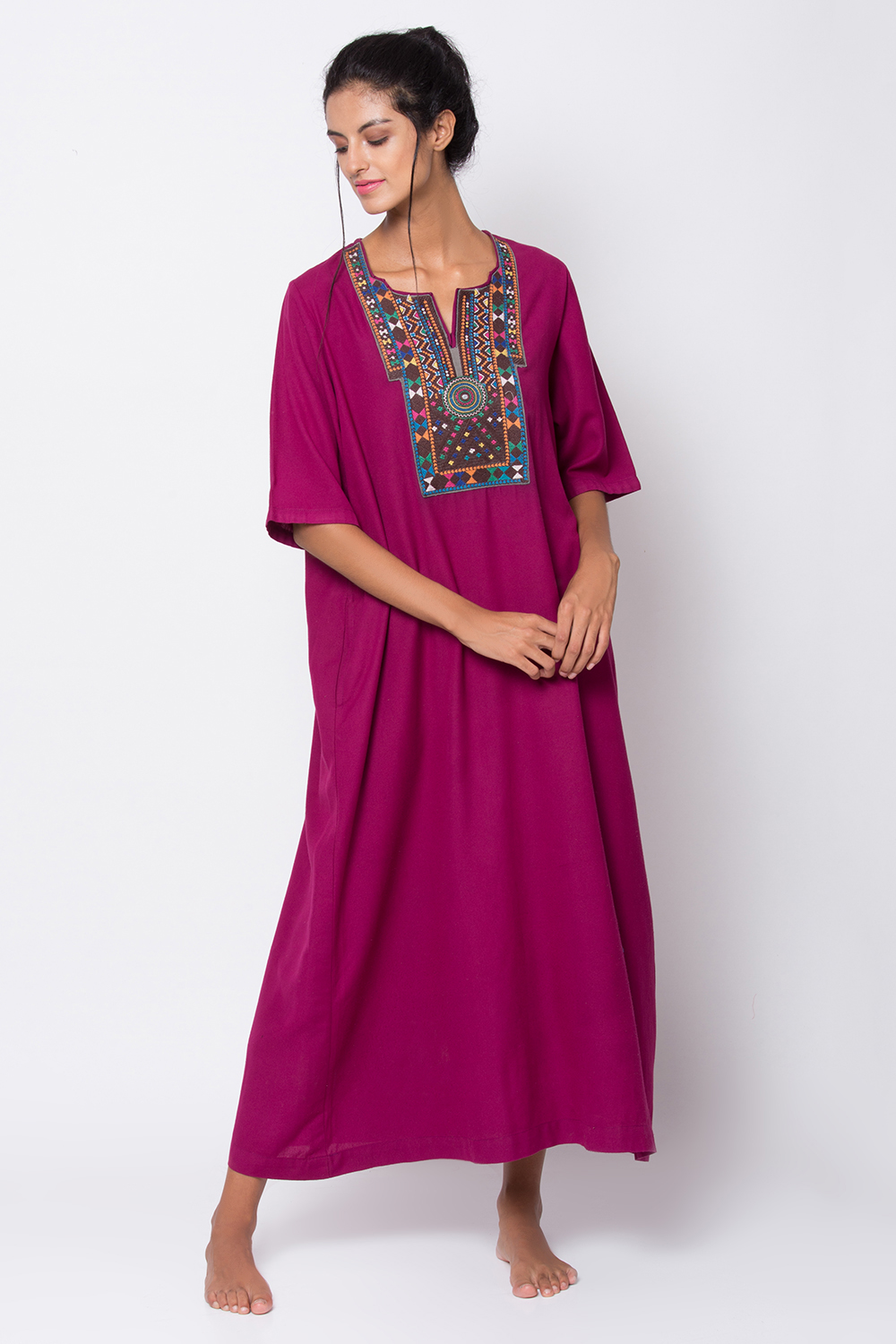 Navy Blue A Line Sleepwear Gown image number 4