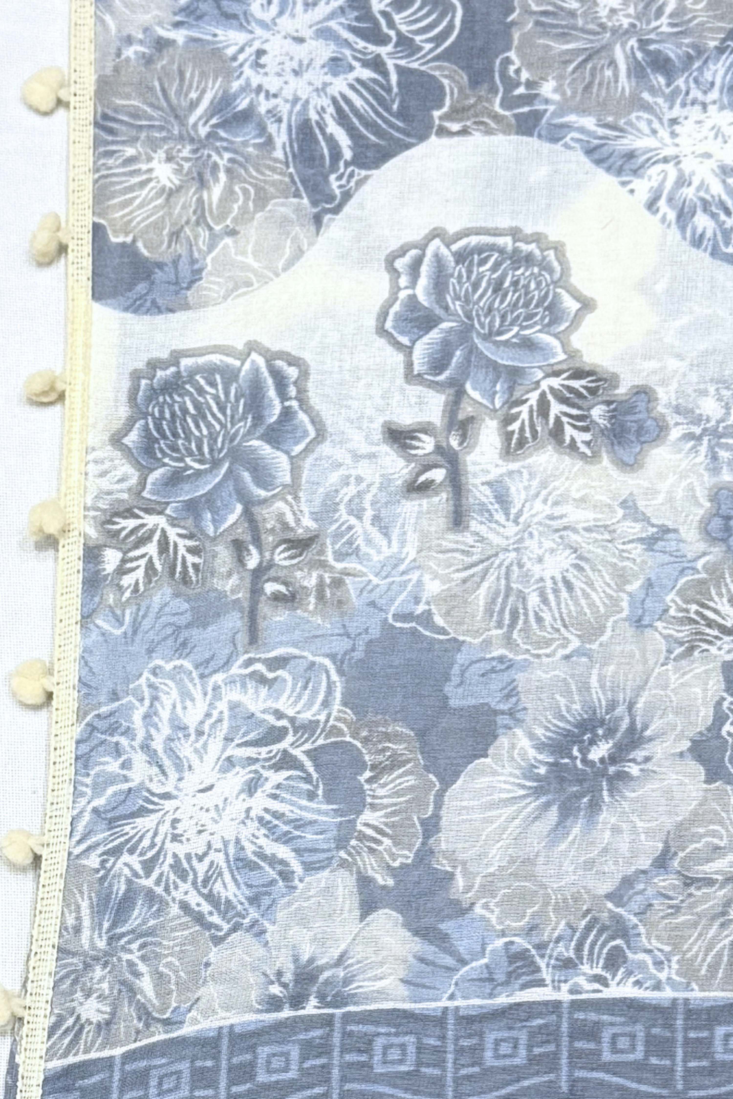 Grey Cotton Printed Unstitched Suit Set image number 3