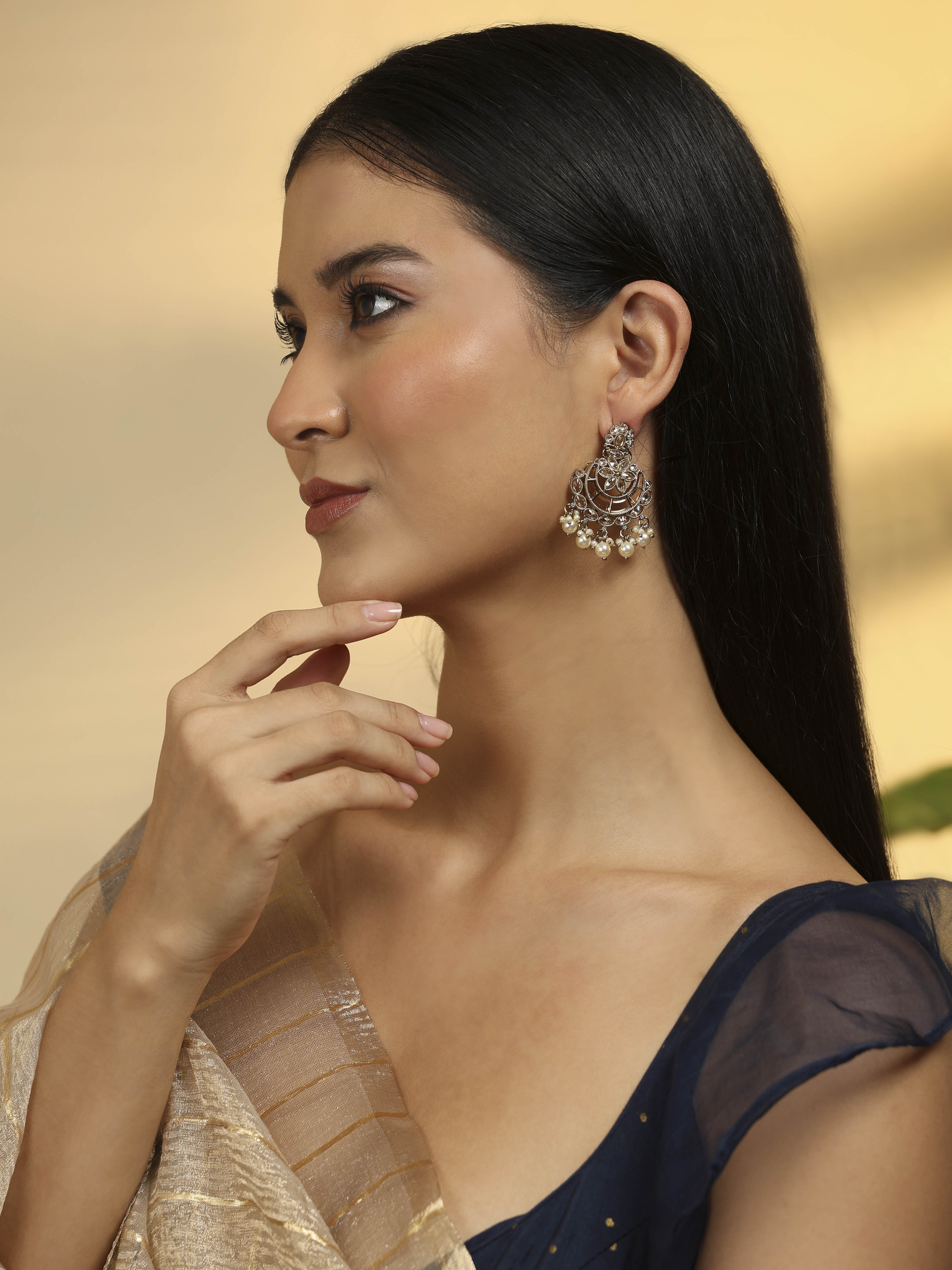 Pearl Gold Plated Brass Jhumka image number 1
