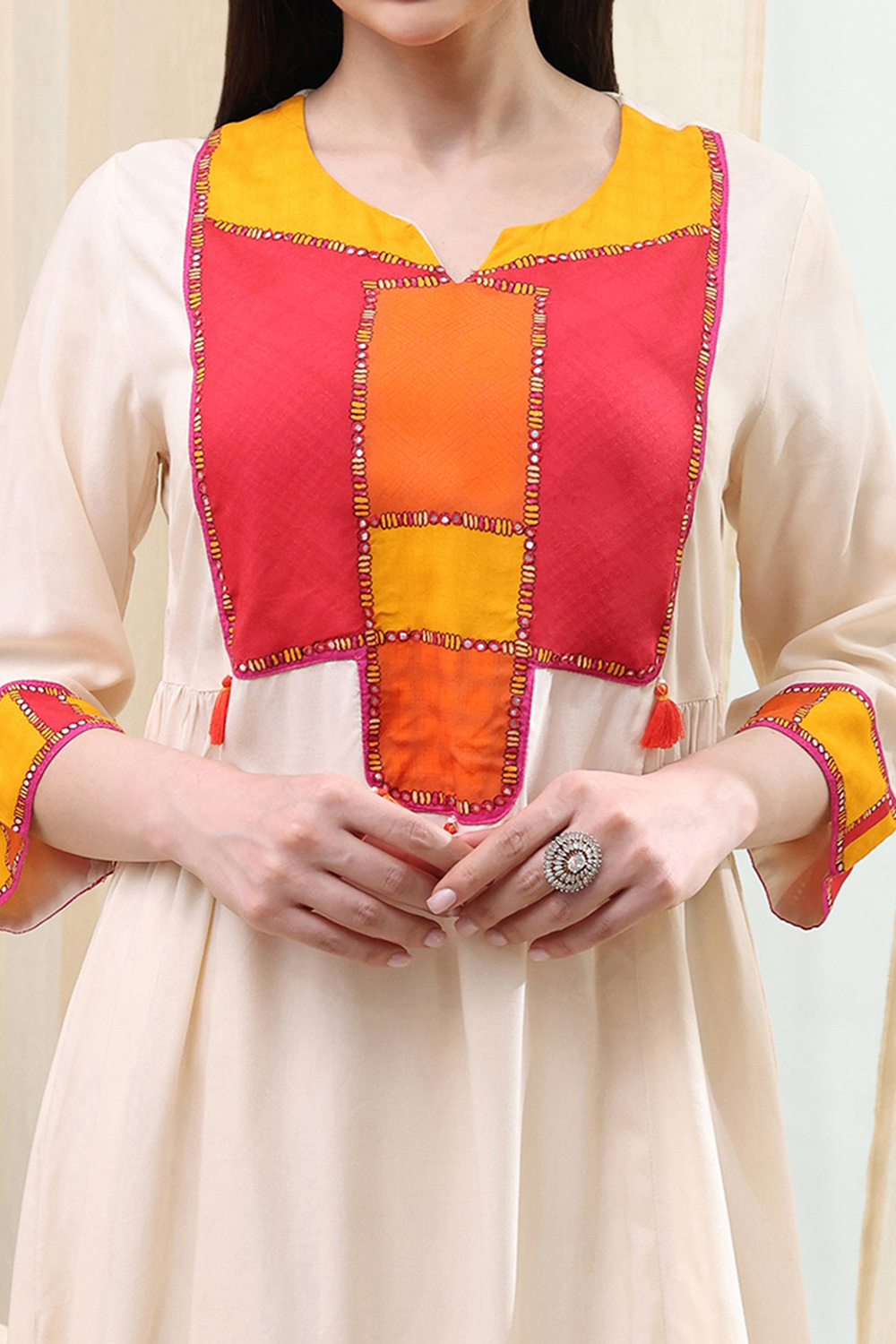 White Rayon Gathered Kurta Palazzo Suit Set image number 1