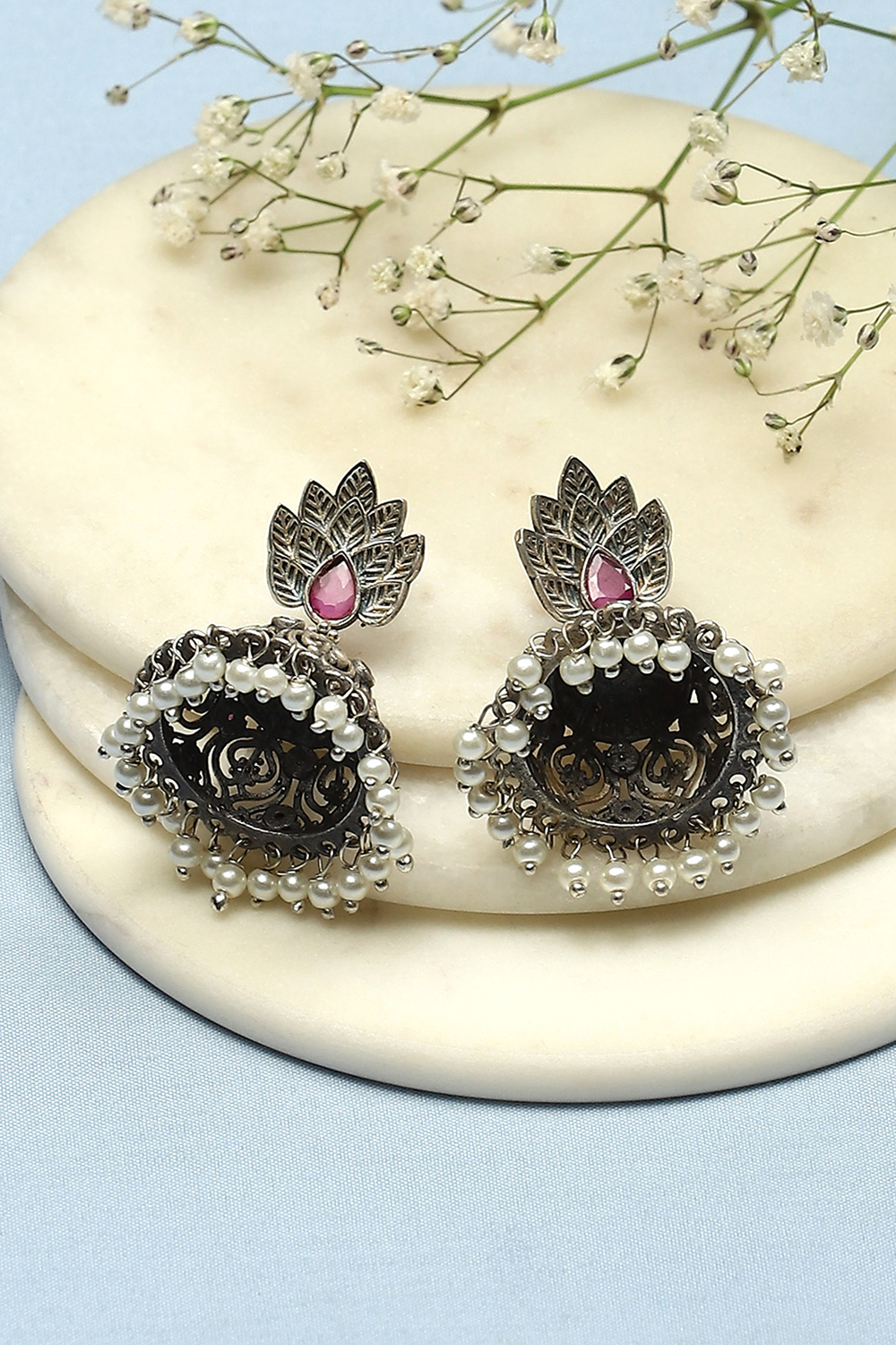 Pink Brass Jhumkas image number 0
