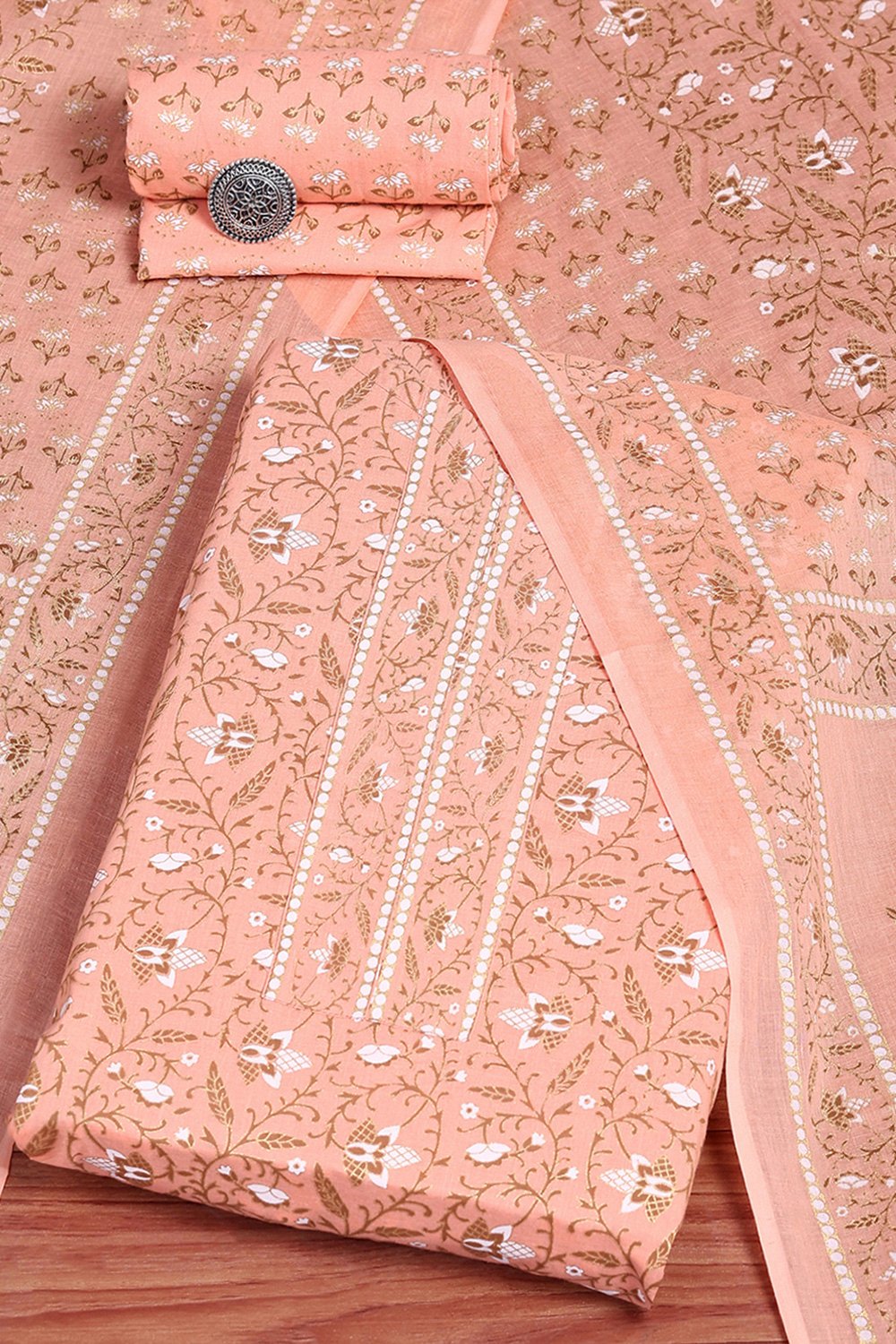 Assorted Cotton Hand Block Print Unstitched Suit Set image number 0