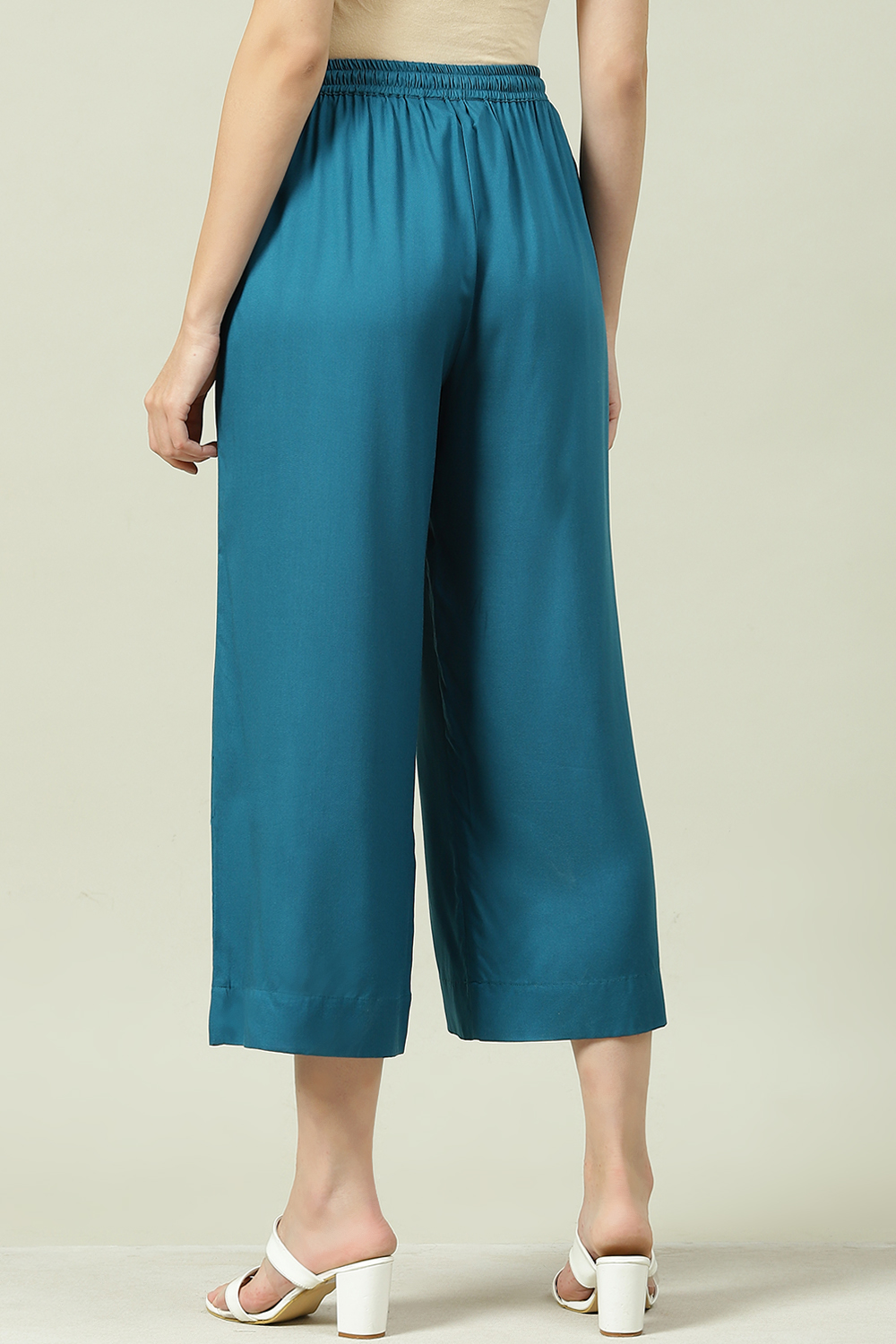 Teal Straight Palazzo image number 3