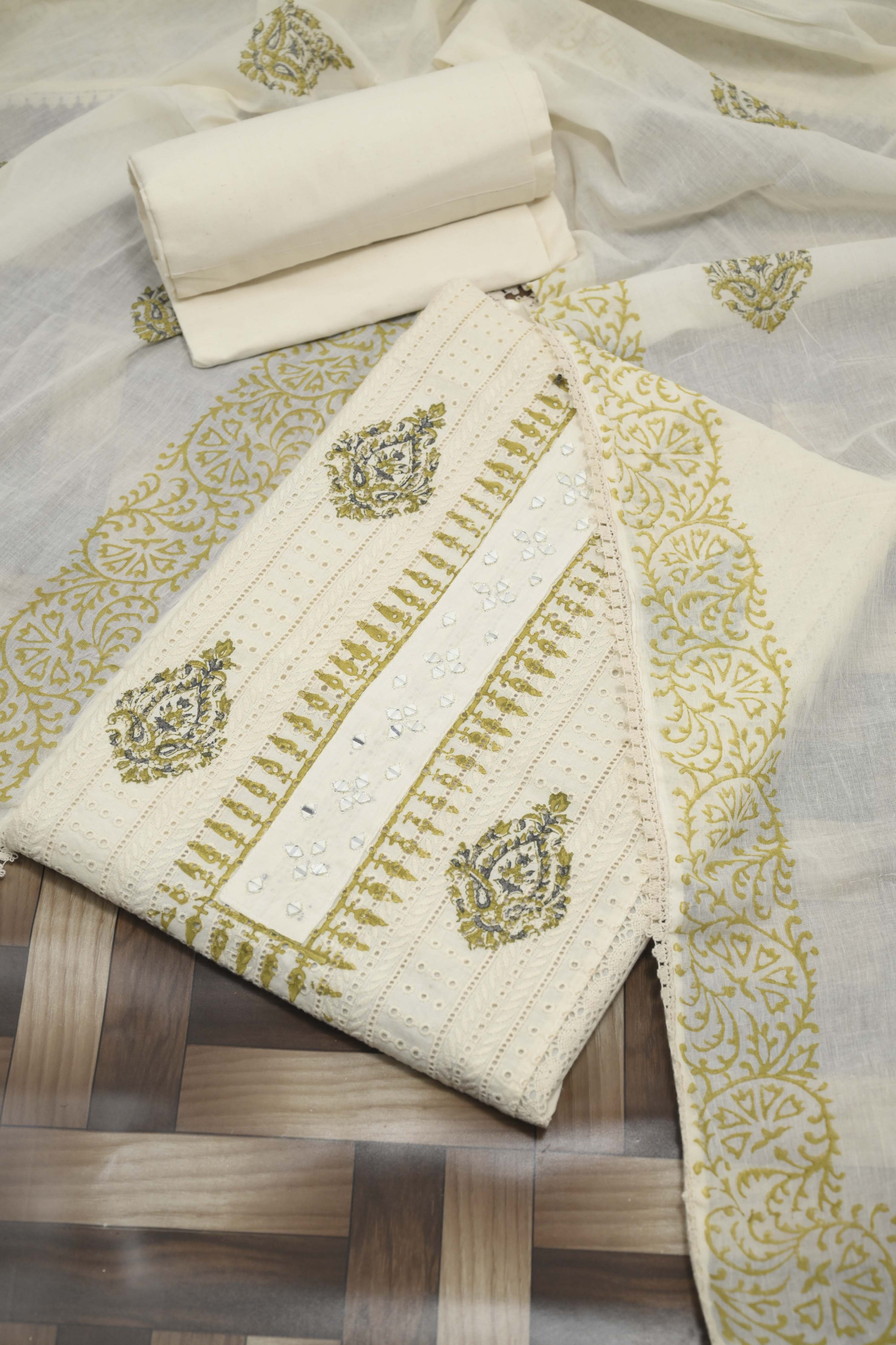 Pink Cotton Viscose Printed Unstitched Suit Set image number 1