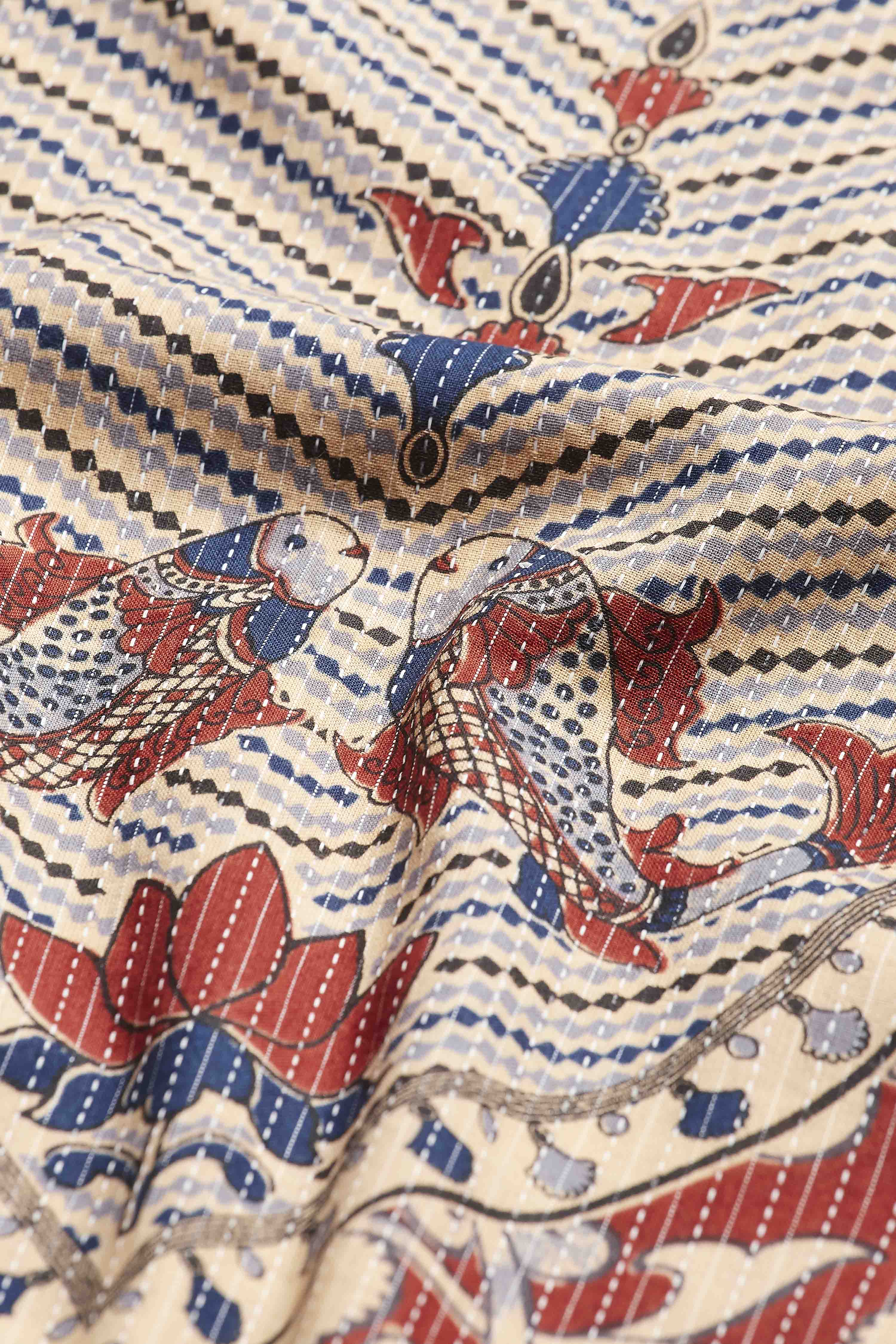 Rust Cotton Floral Printed Straight Kurta image number 2