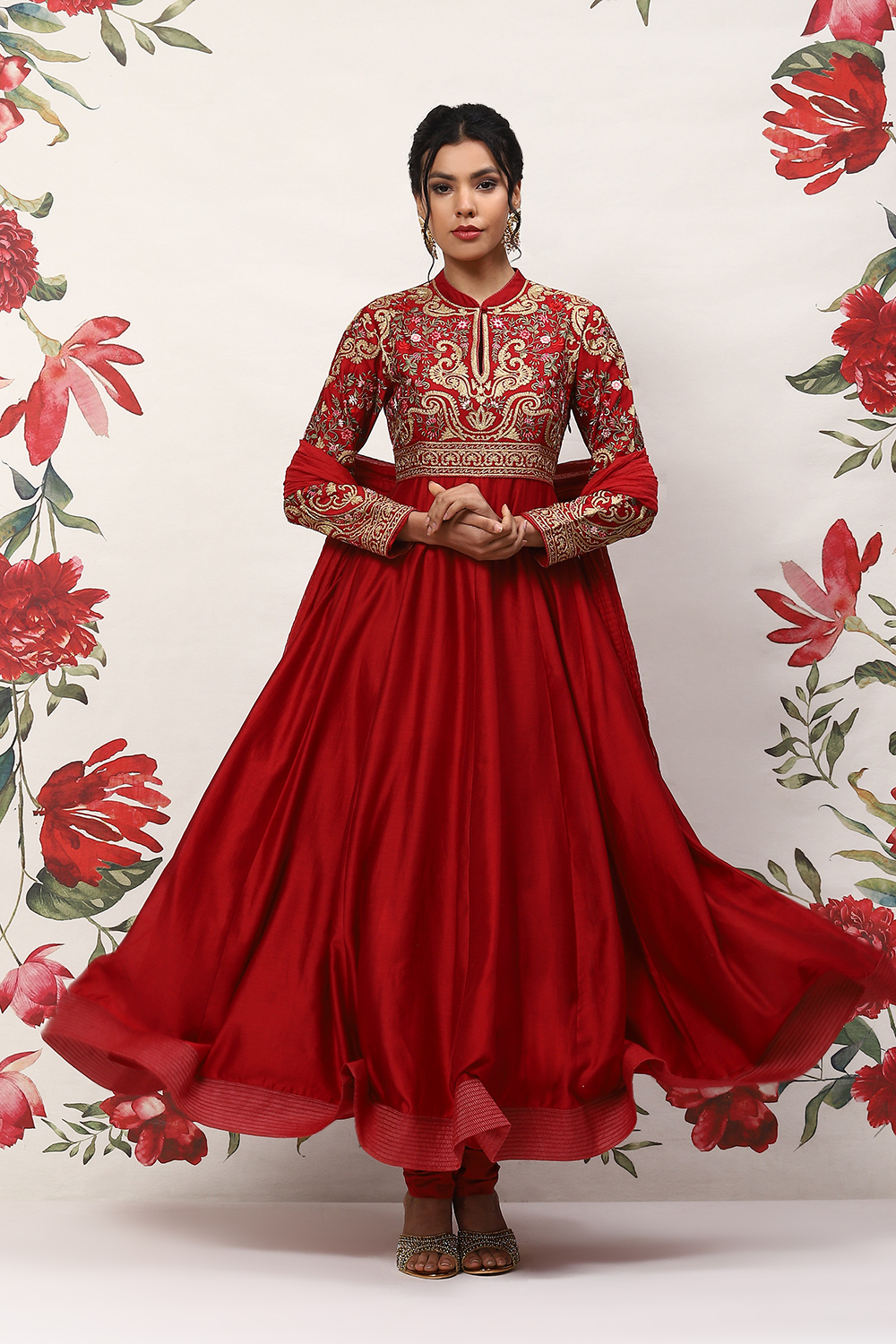 Mustard Cotton Blend Anarkali Kurta Suit Set image number 0