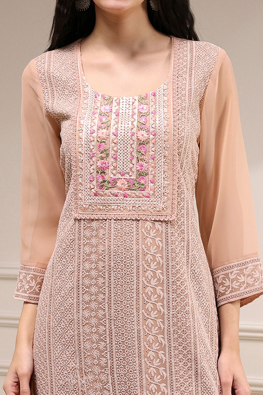 Pch Cotton Schiffly Unstitched Suit Set image number 2