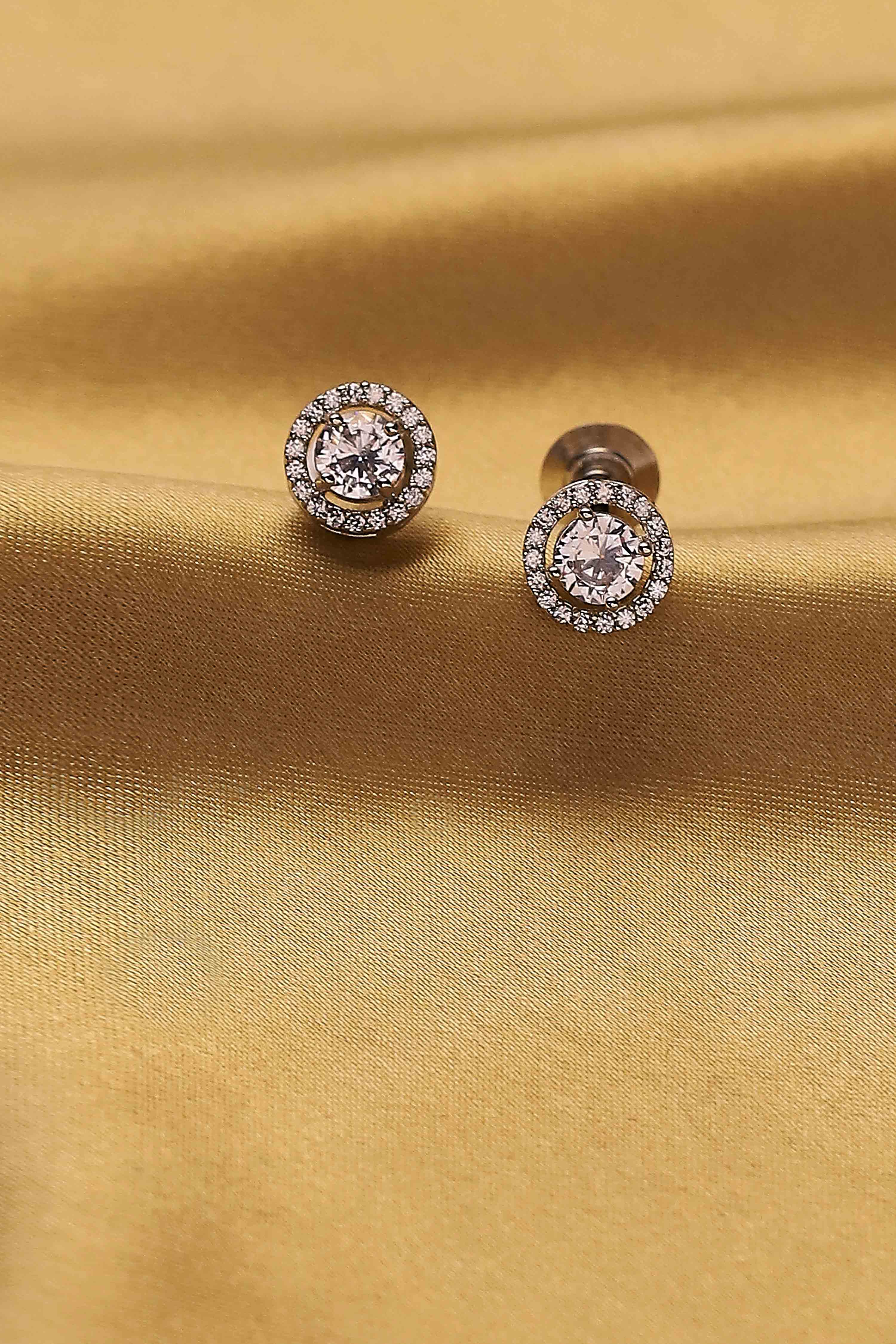 White Brass Cz Studs image number 0