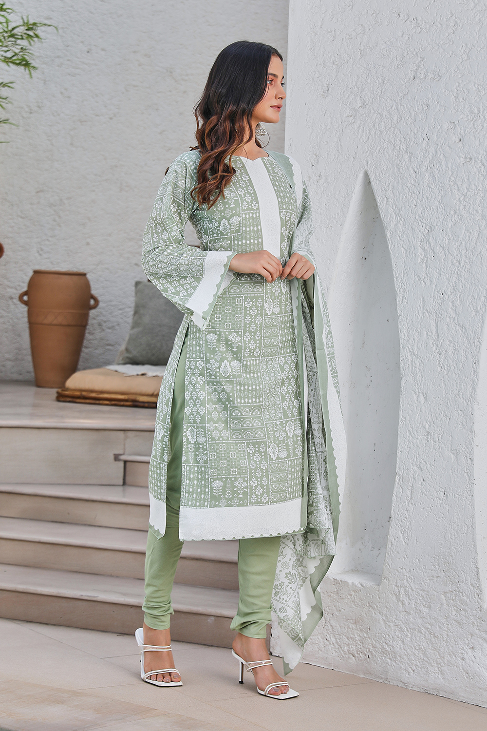 Mauve Cotton Blend Digital Print Unstitched Suit Set  image number 5