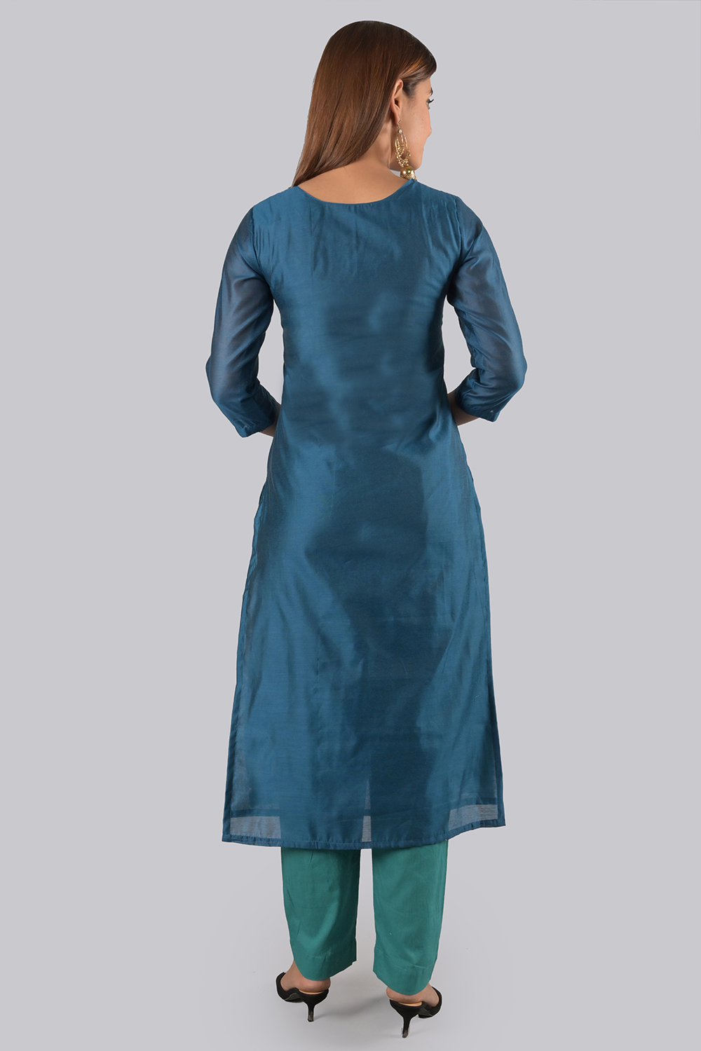 Blue Unstitched dress material Suit Set image number 6
