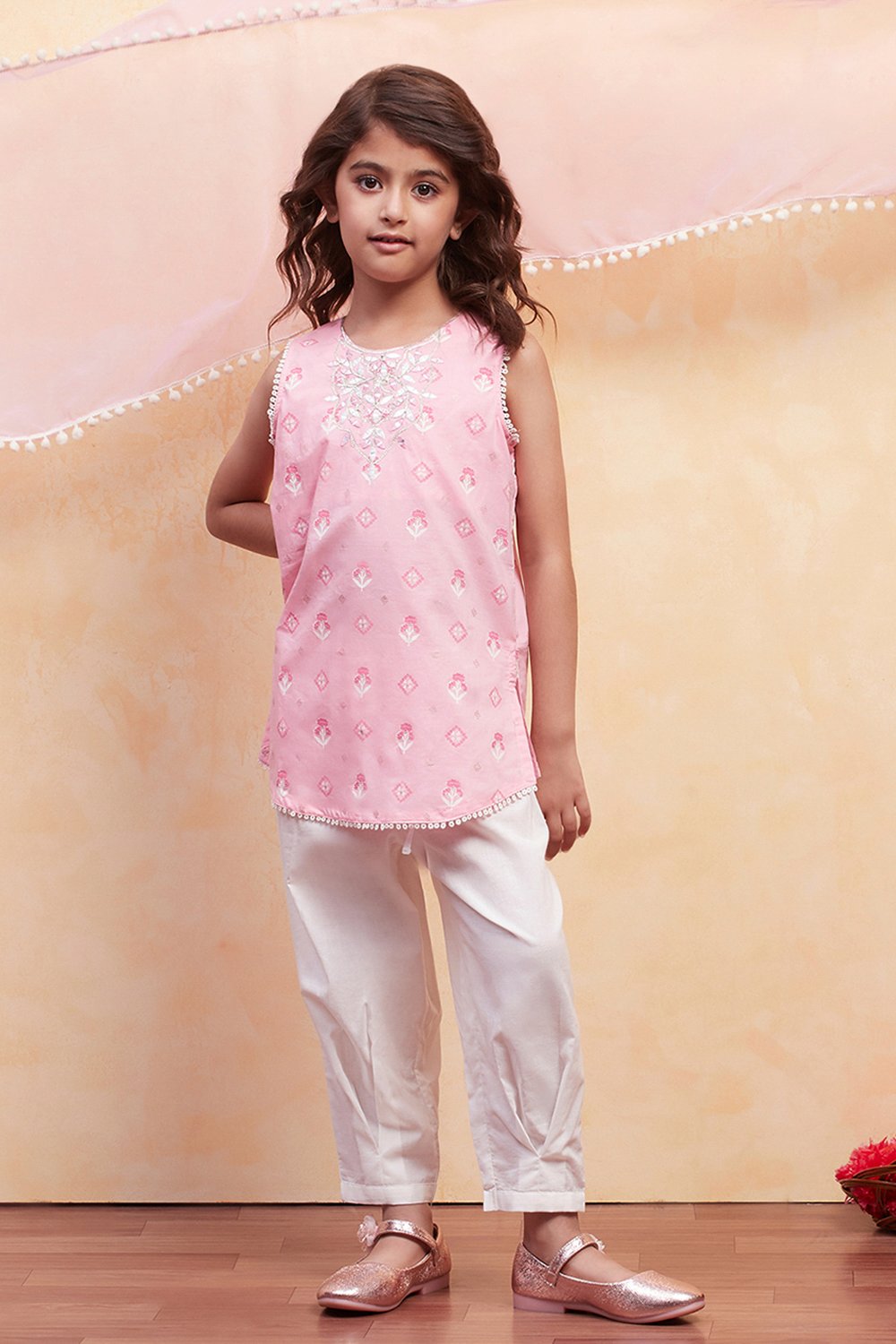 Pink Cotton Straight Suit Set image number 0