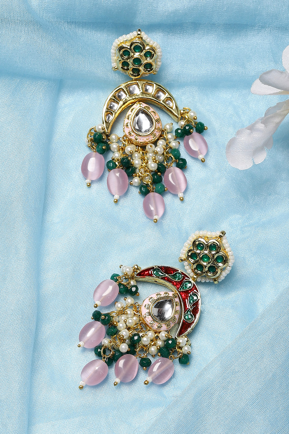 Mint Green and Pink Earrings image number 0