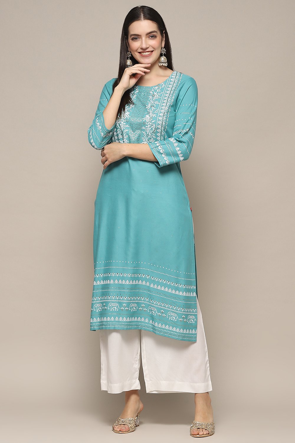 Pink Rayon flax Relaxed Kurta Palazzo Suit Set image number 0