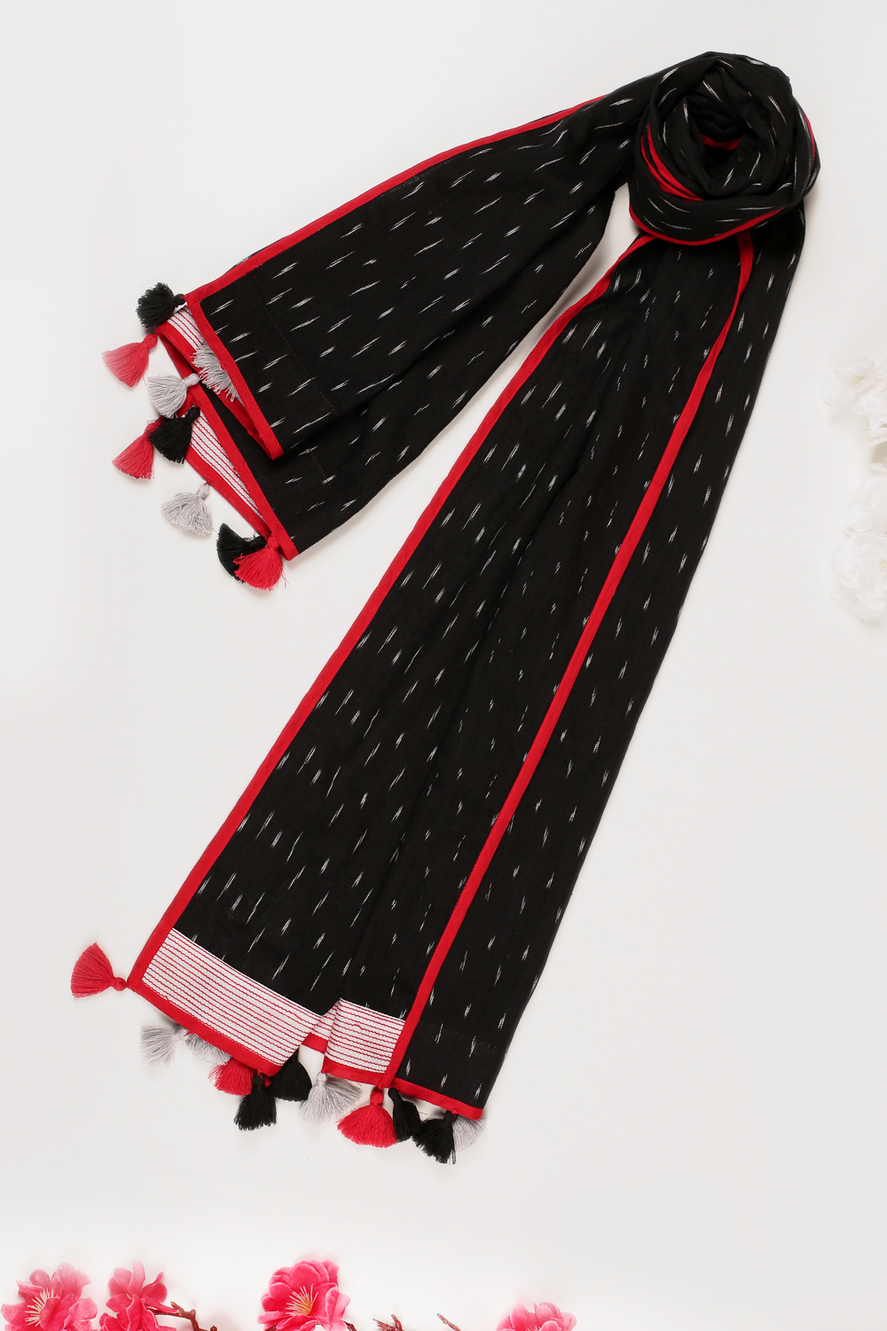 Black Cotton Yarndyed Scarf image number 4