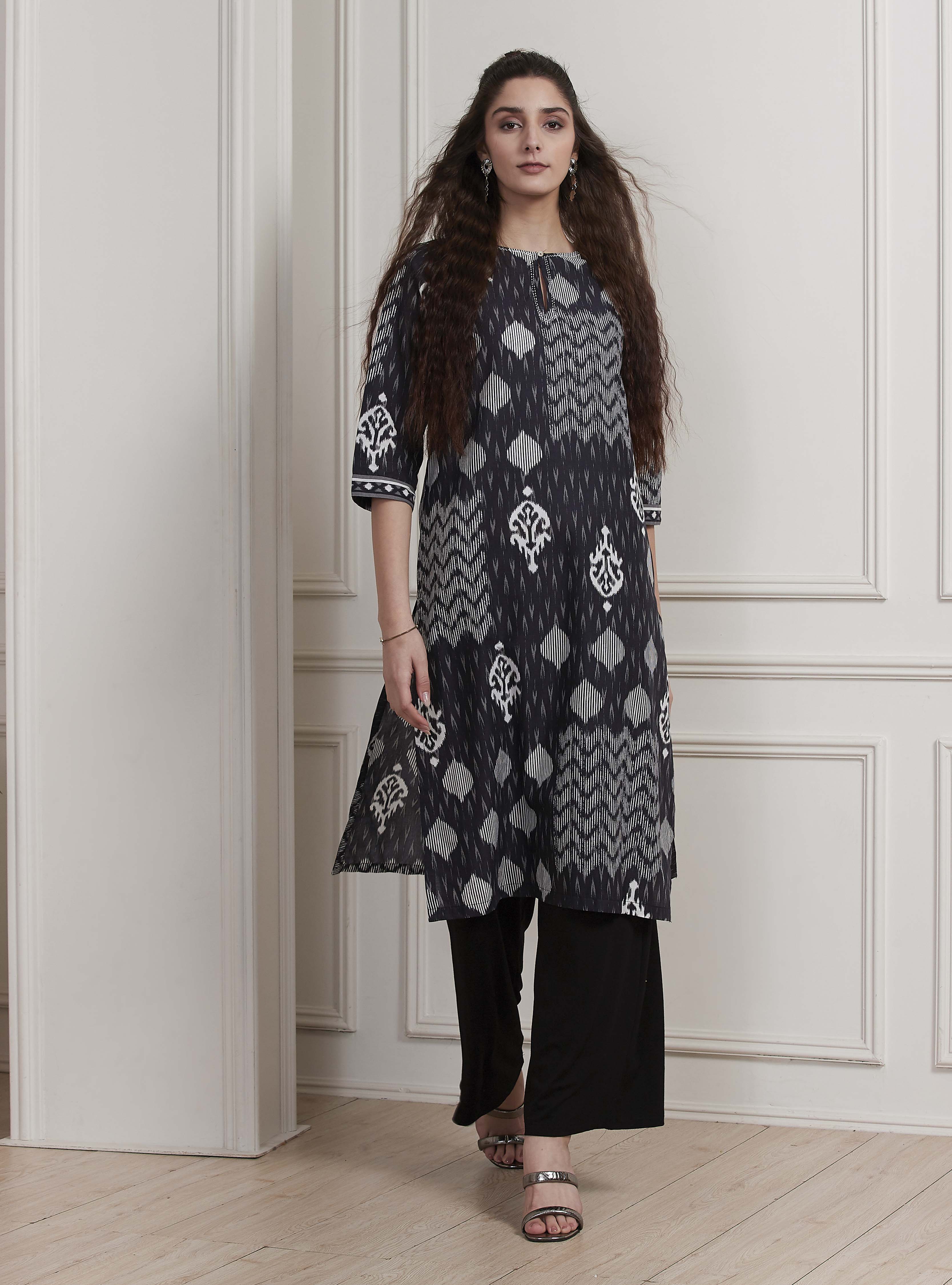 Orange Cotton Printed Straight Kurta image number 5