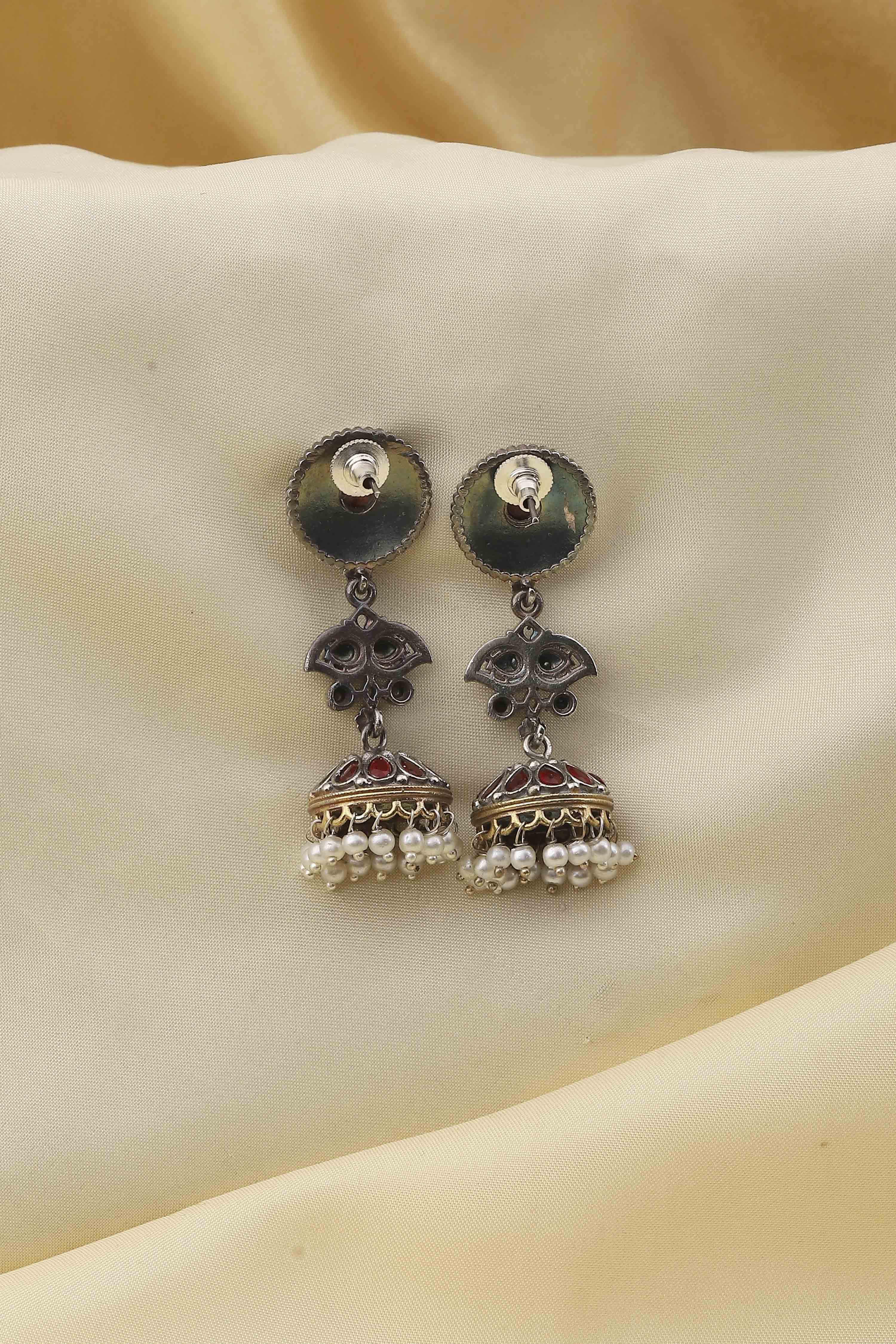 Red Brass Jhumka image number 2