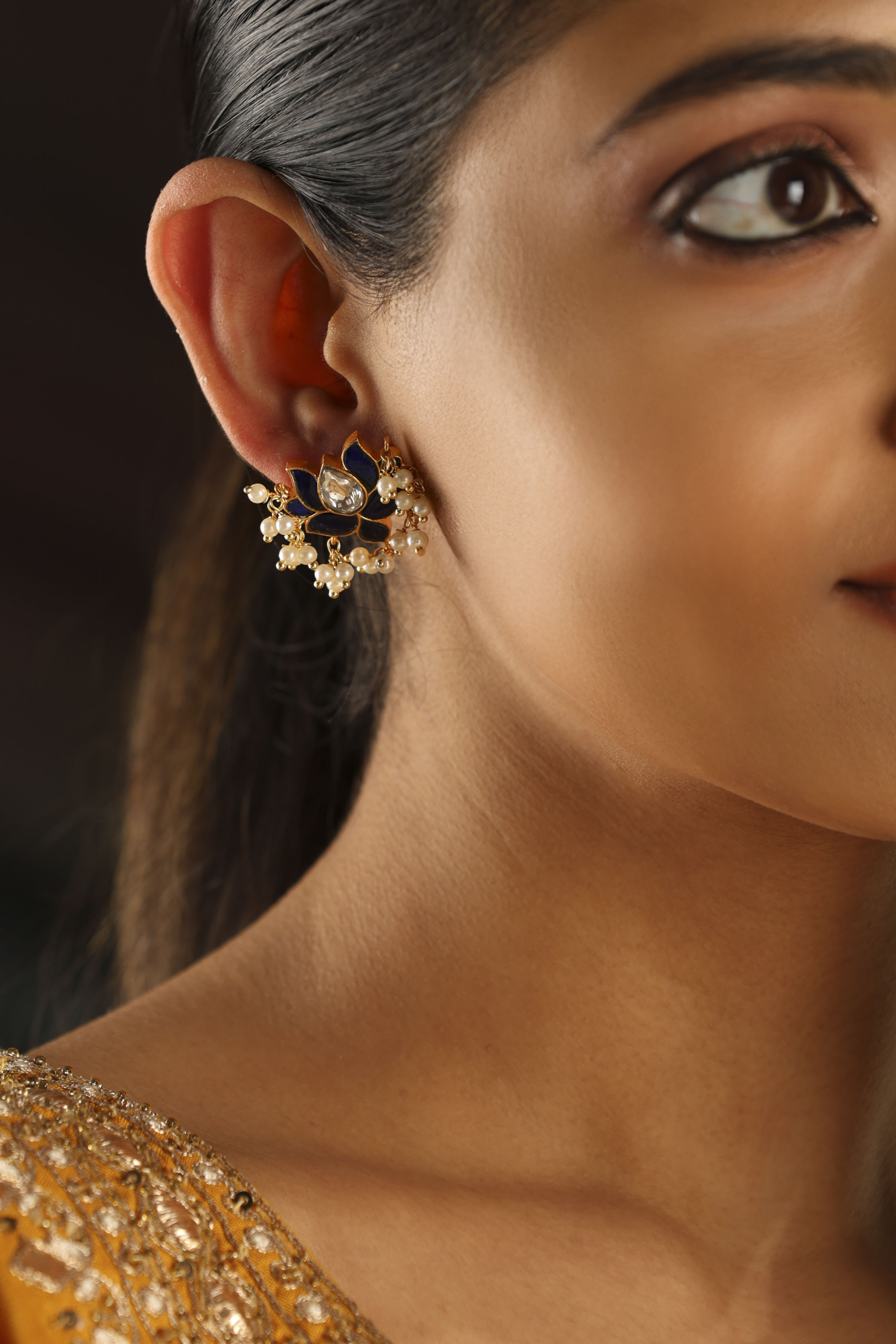 Navy Stone Earrings image number 1