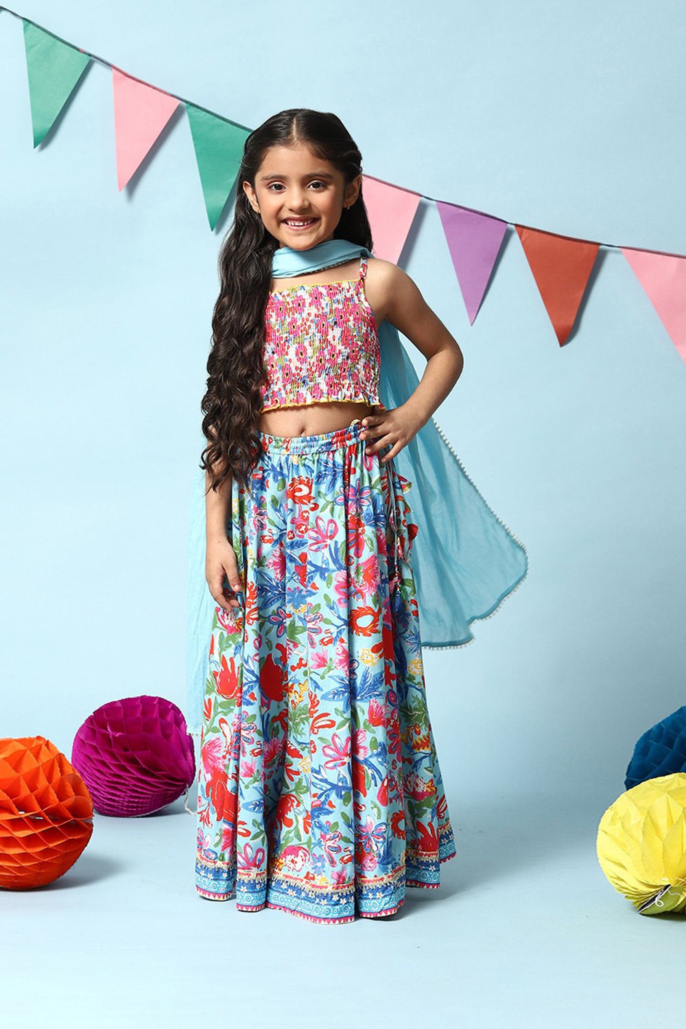 Pink Viscose Short Top Lehenga Set image number 0