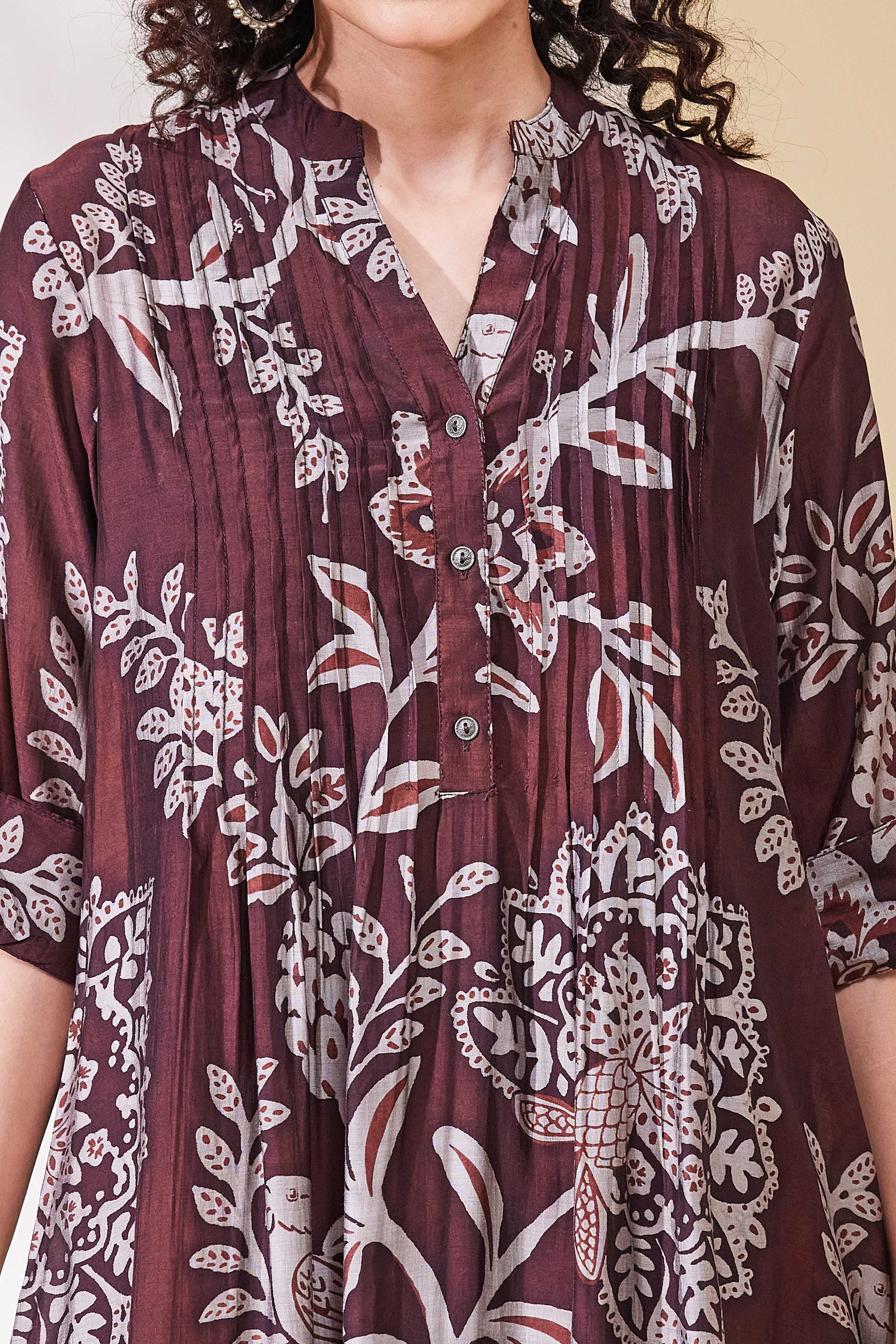 Brown Viscose Blend Straight Kurta image number 1