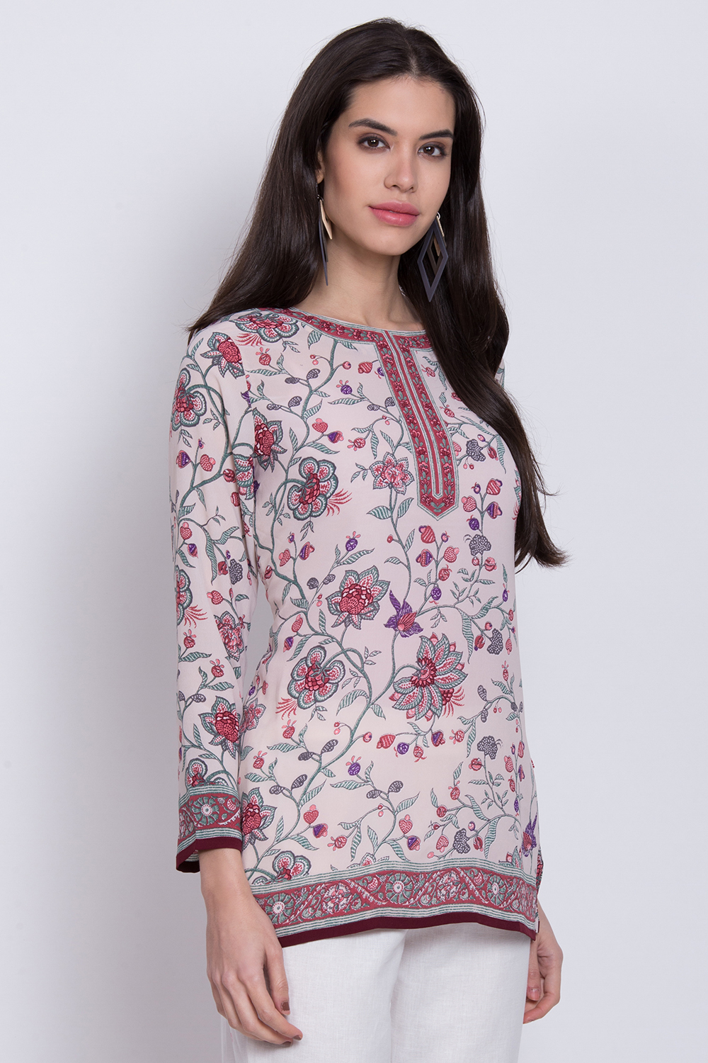 Yellow Art Silk Straight Printed Kurti image number 4