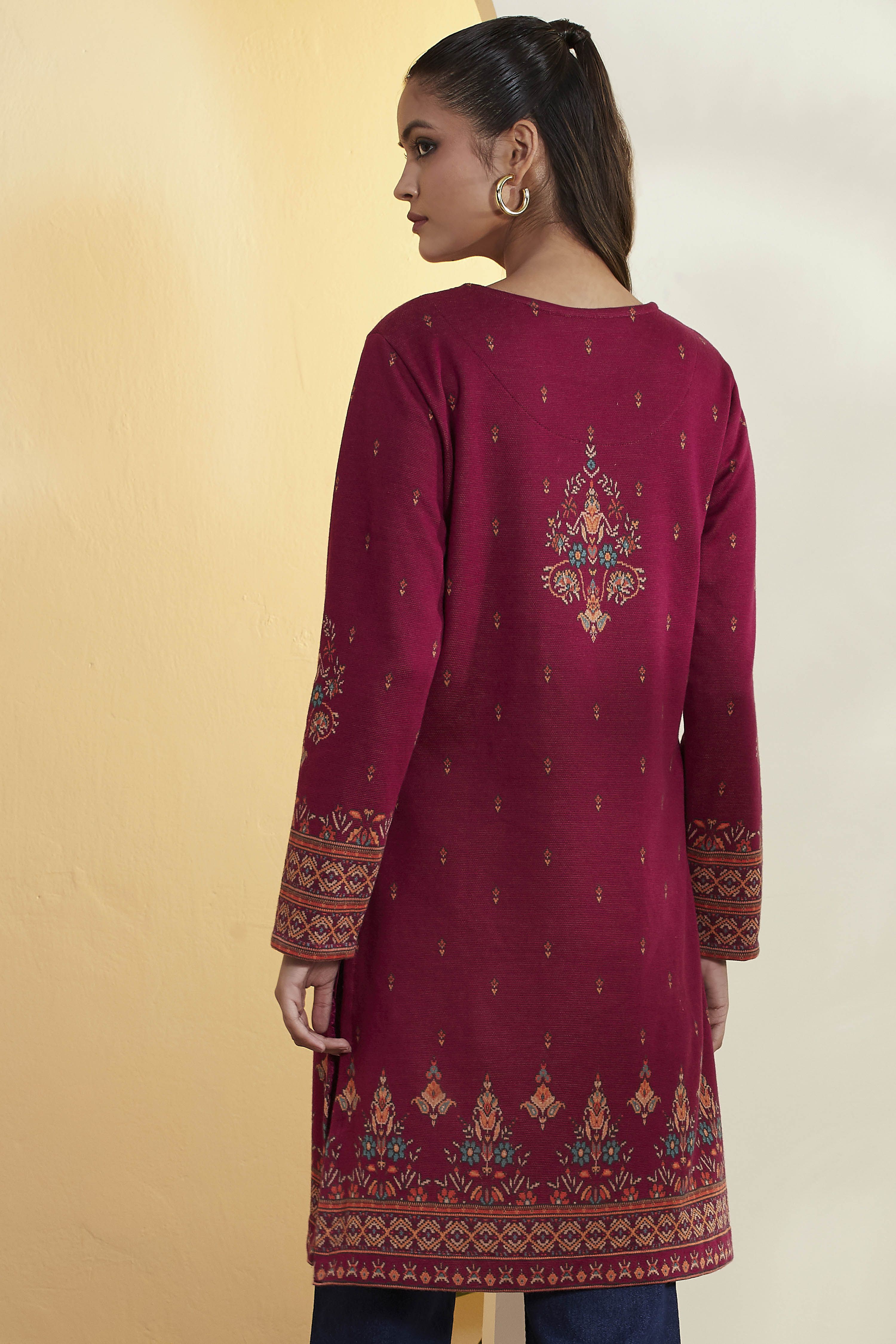 Black Multi-Motif Printed Straight Kurta image number 5